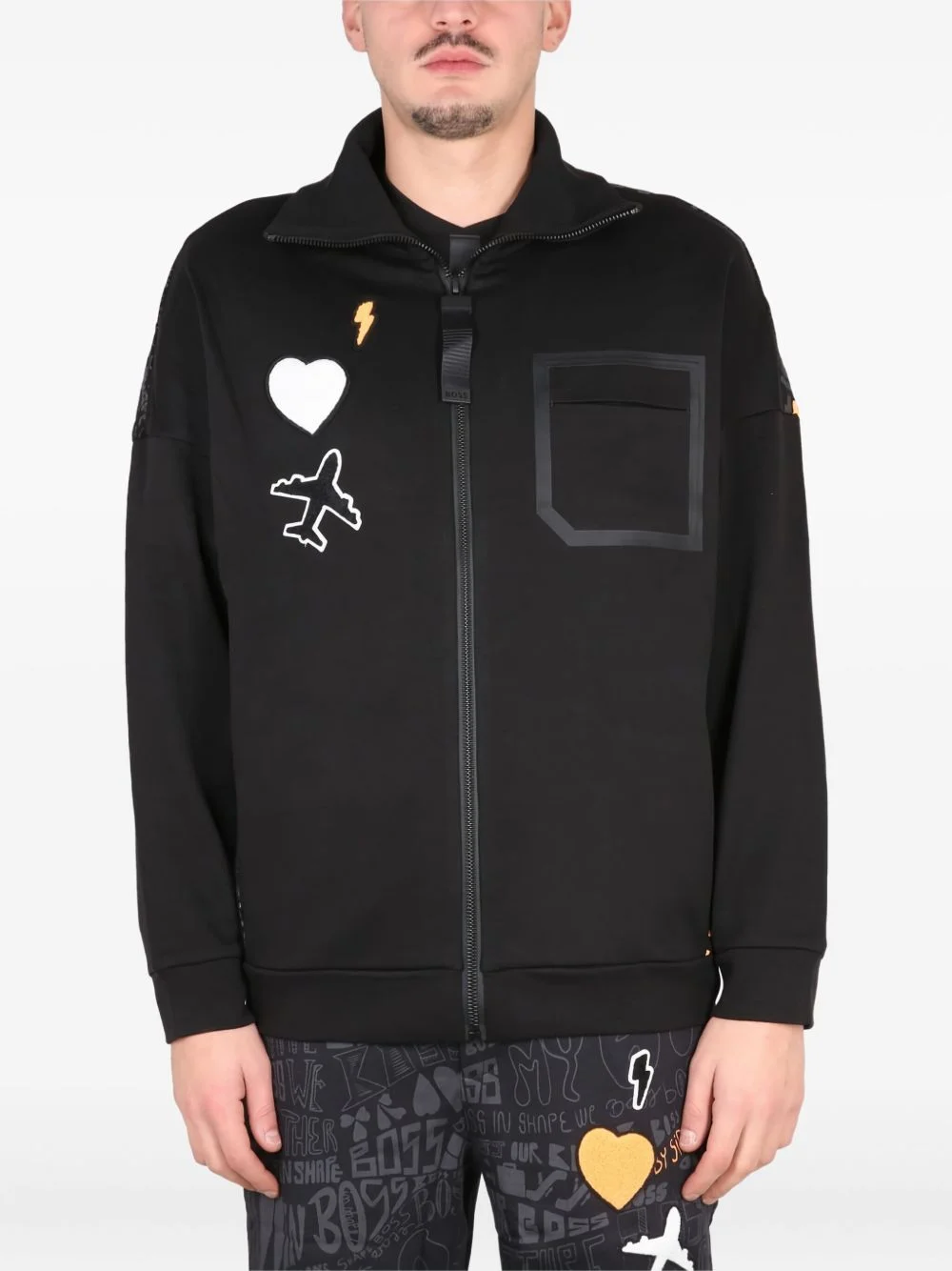zip appliqué sweatshirt - 1