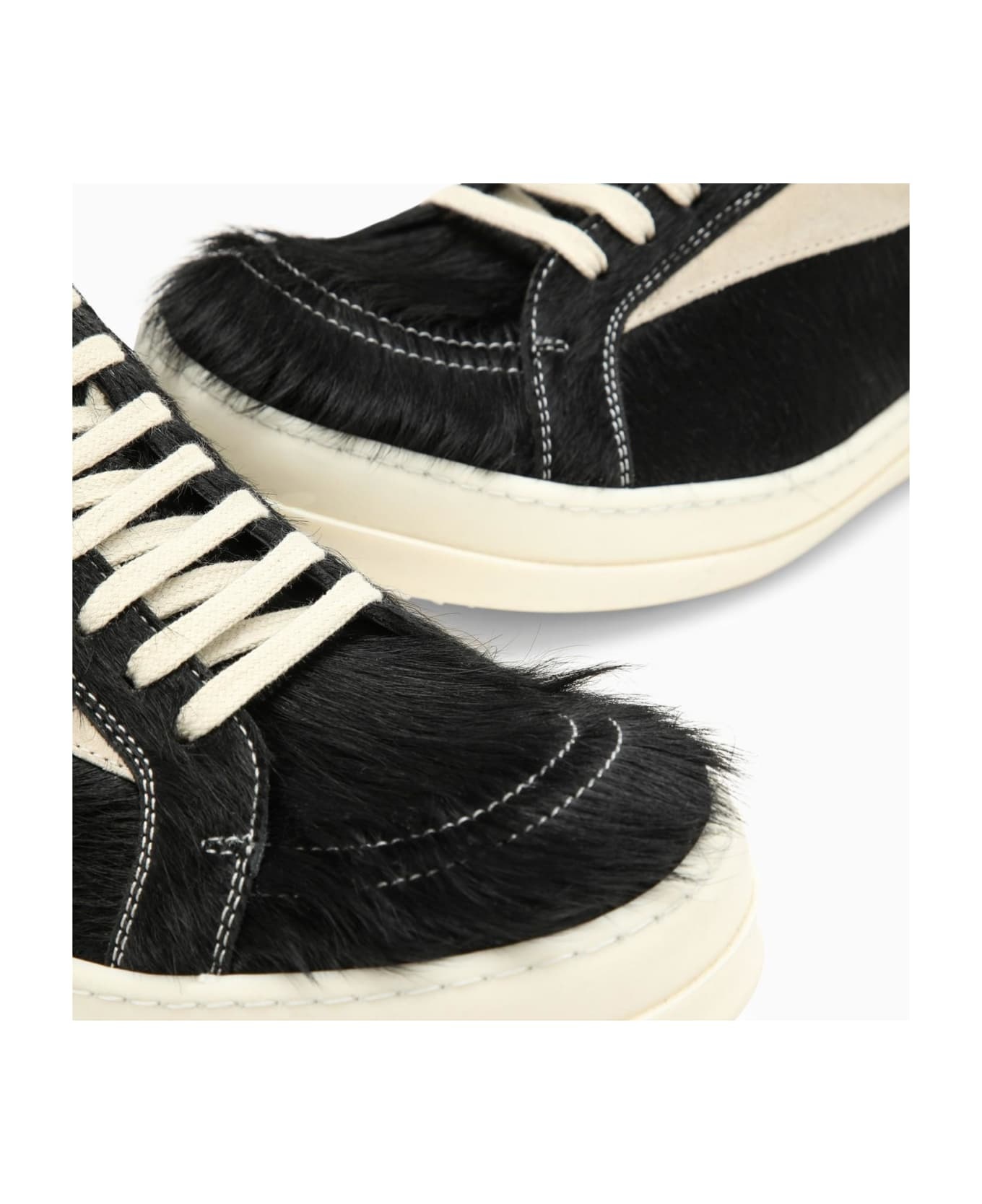 Black/white Sneaker In Leather With Fur - 5