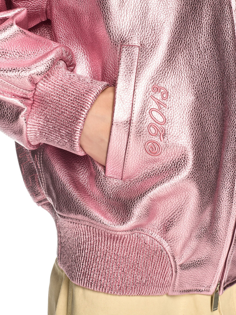 Pink Scorpion Leather Raglan Varsity Jacket 5