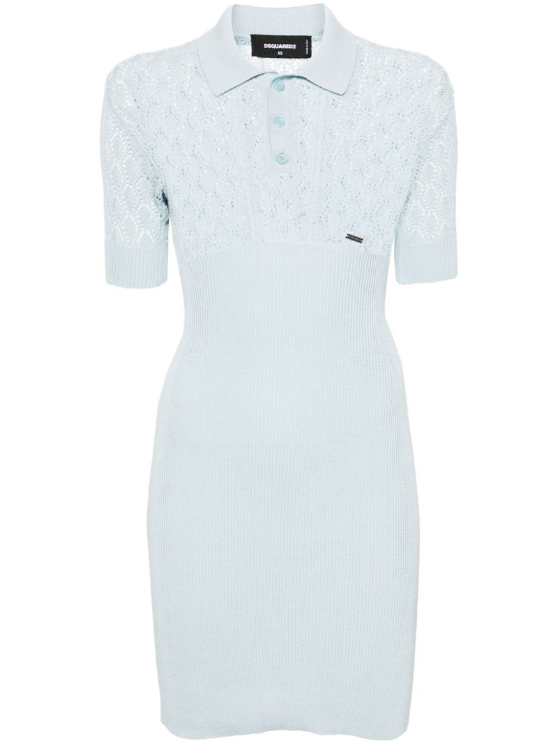 open-knit polo-collar dress 1