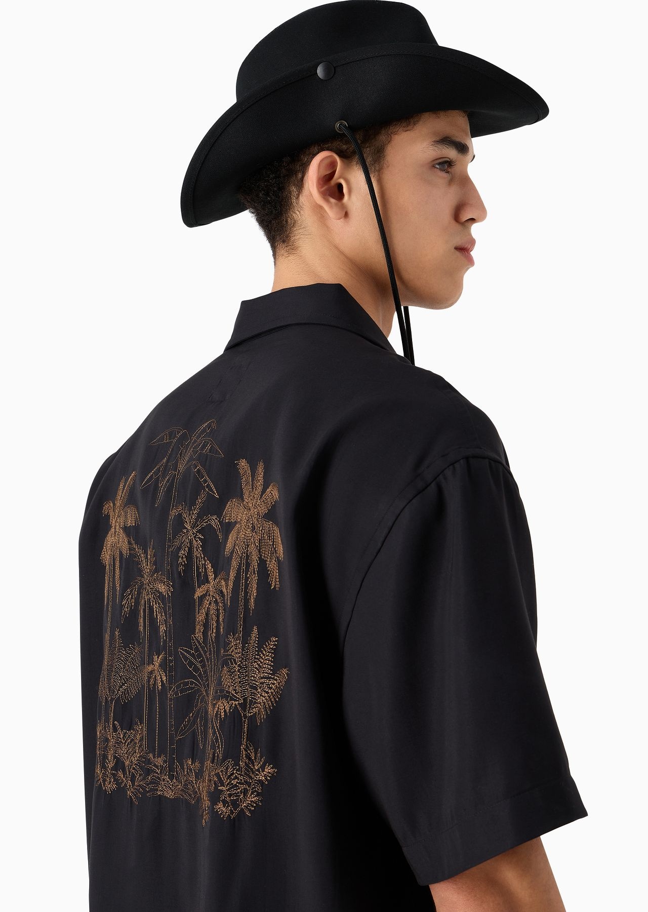 Emporio Armani Sustainability Values Capsule Collection recycled modal short-sleeved shirt with embr - 5
