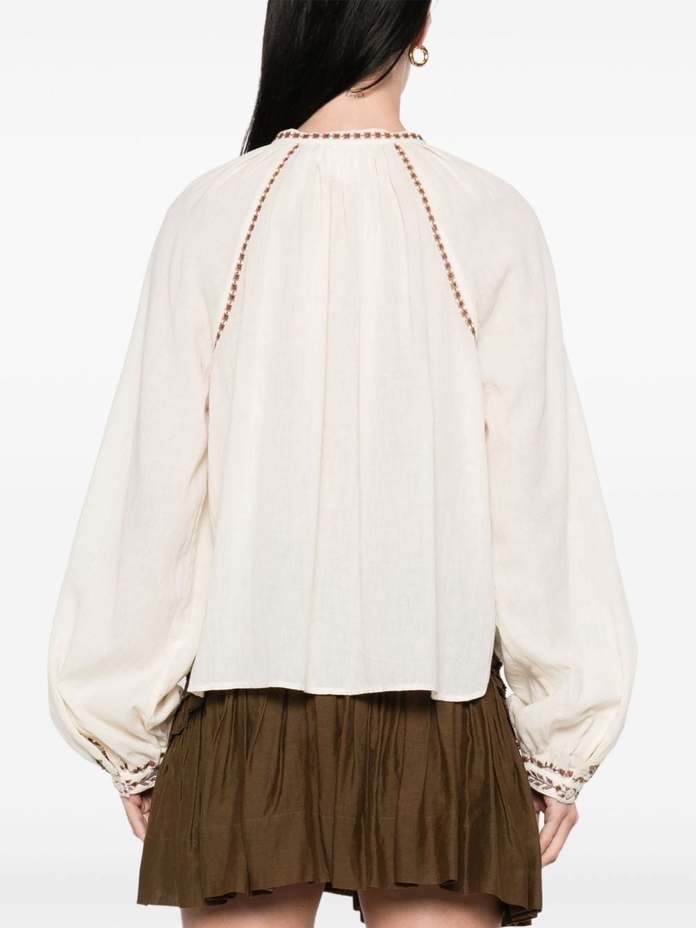 Embroidered cotton gauze blouse - 4