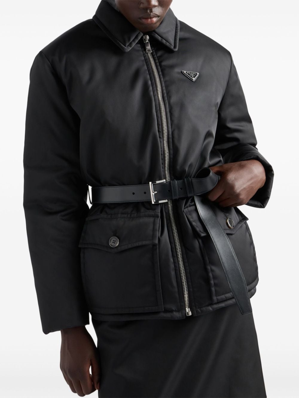 triangle logo belted jacket - 4