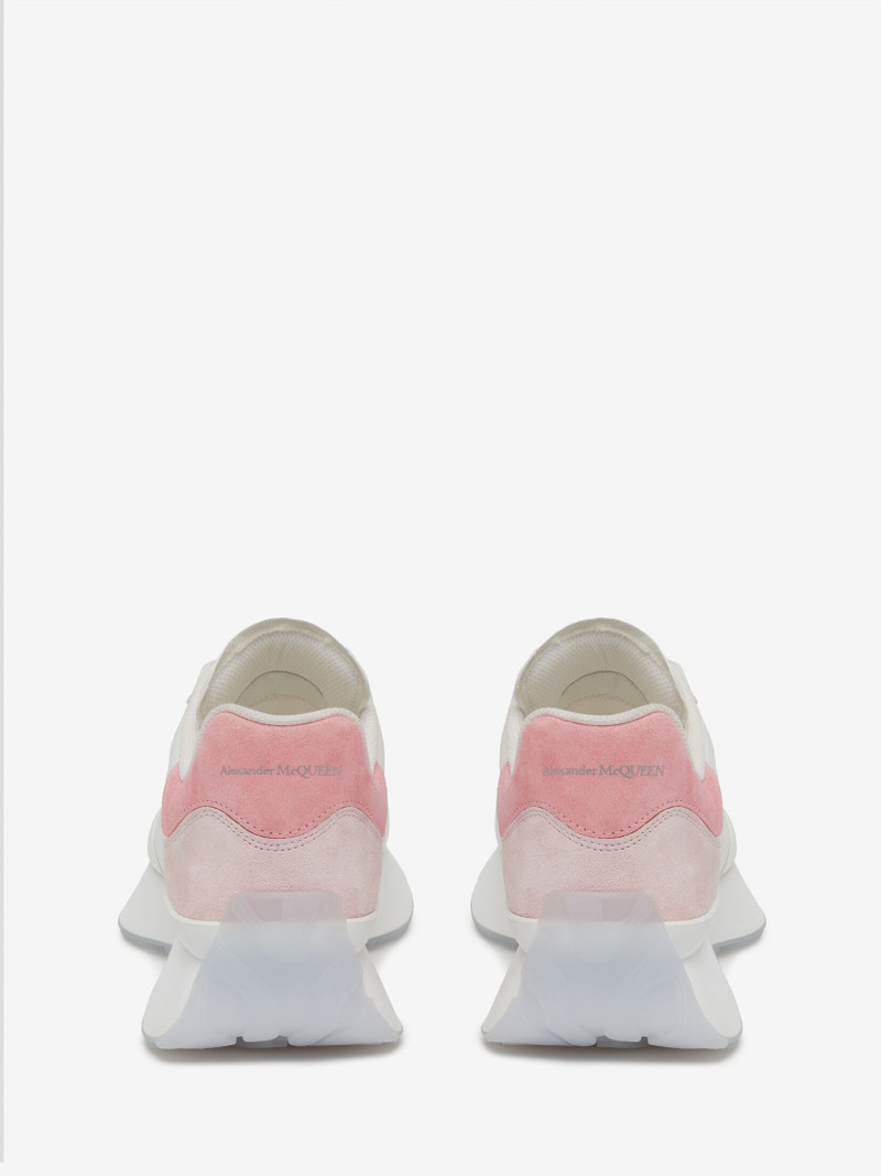 Alexander McQueen Women's Sprint Runner in White/coral/ Powder Pink outlook