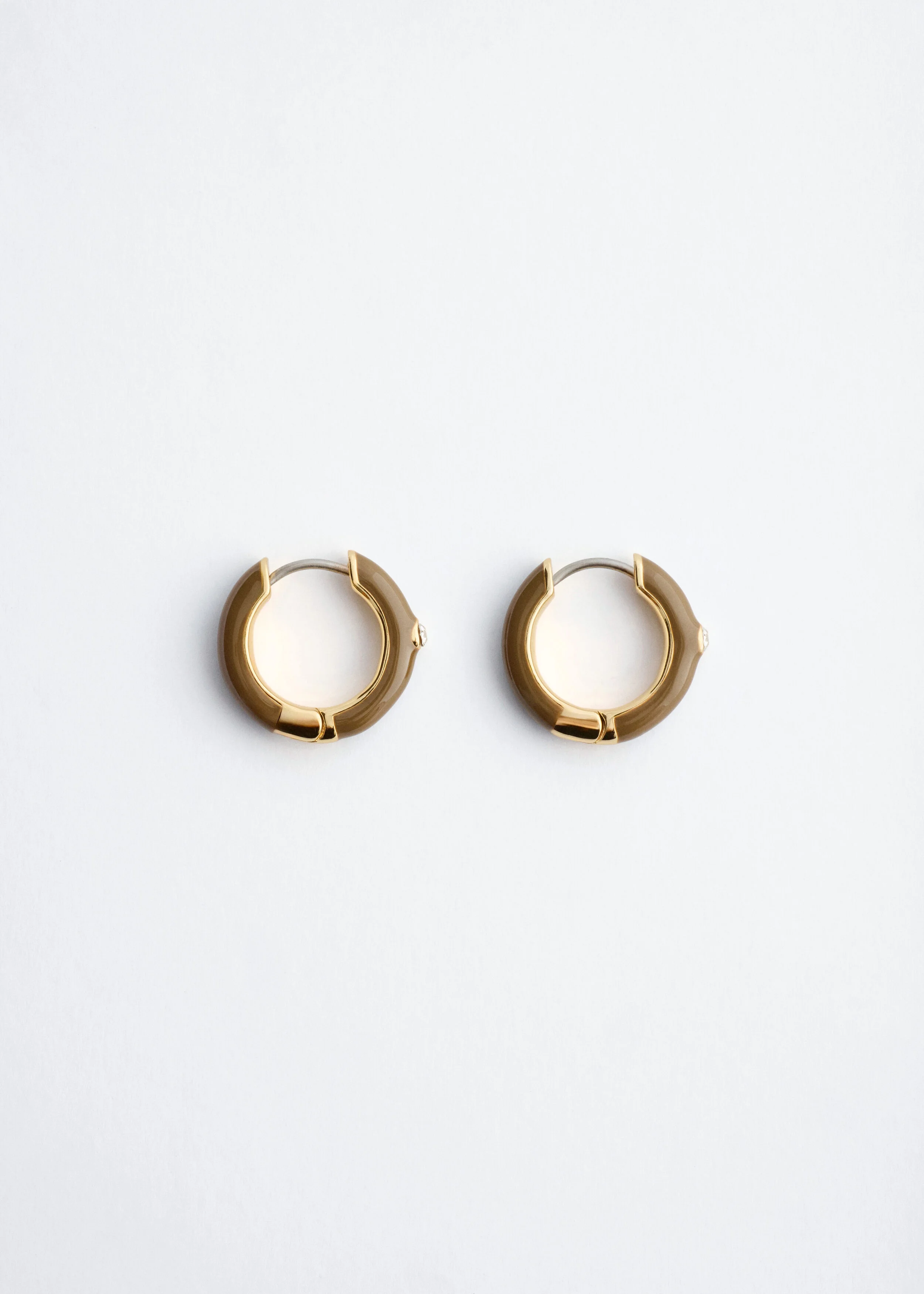 Glass Detail Brass Hoop Earrings - 1