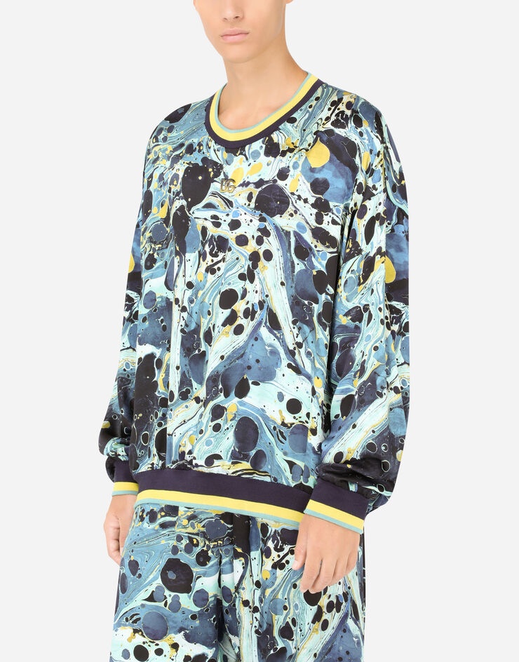 Marbled-print satin sweatshirt with DG logo - 5