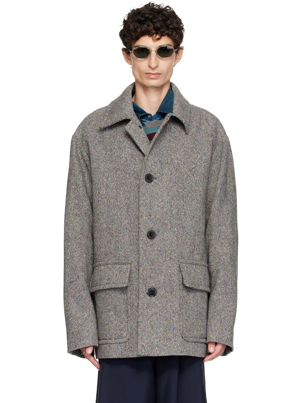 Black & Gray Wool Tweed Jacket - 1