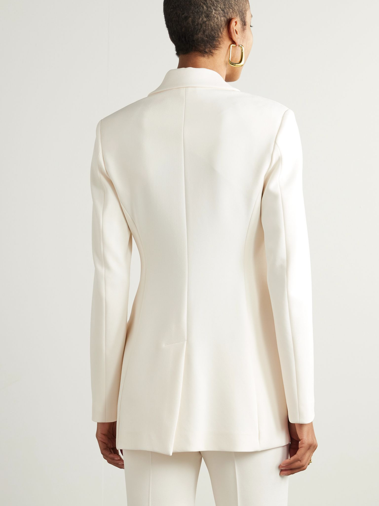 Double-breasted asymmetric jersey blazer White - 3