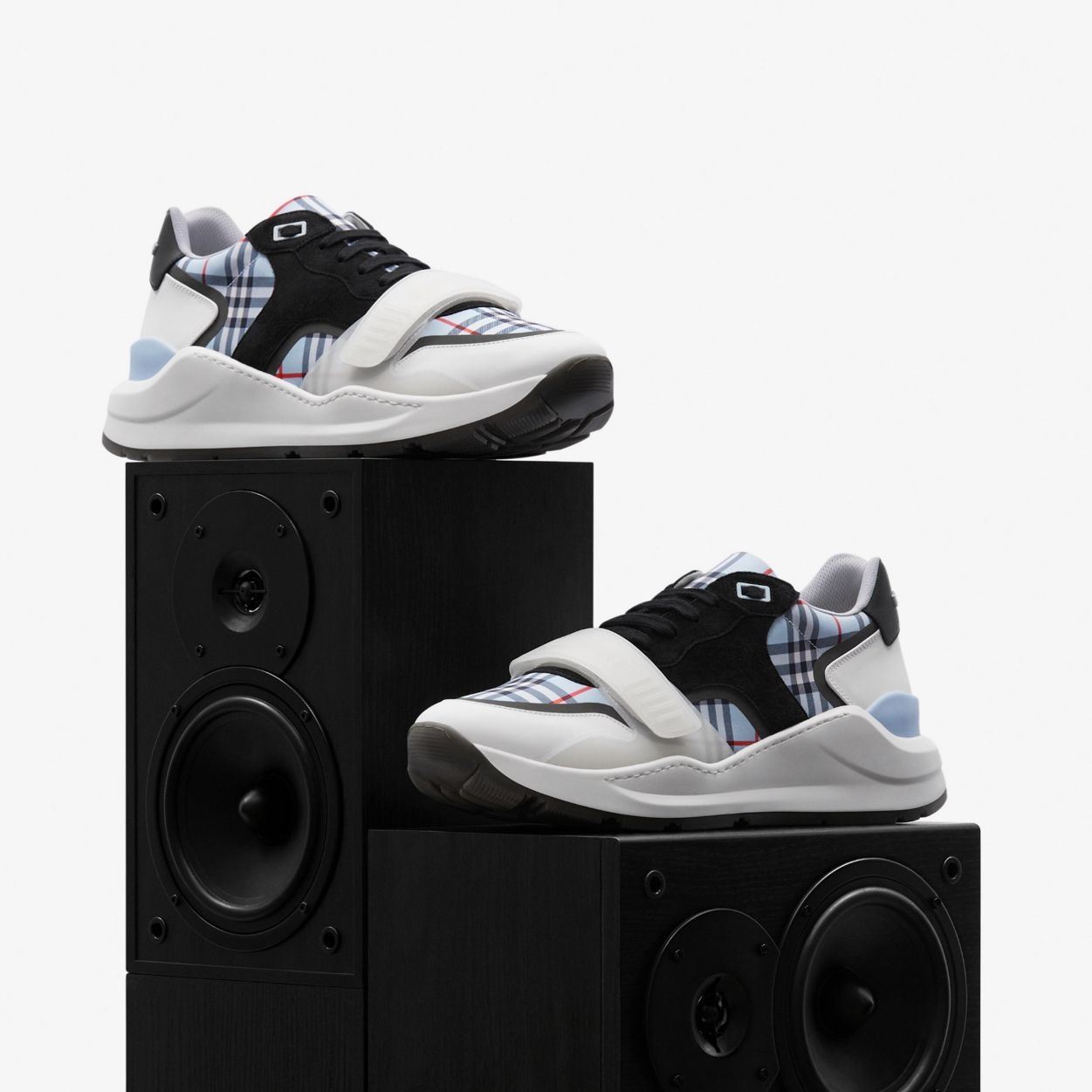 Check Nylon, Leather and Suede Sneakers - 7