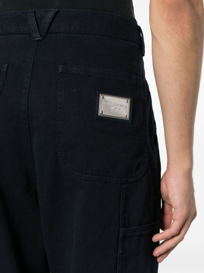 logo-plaque cotton straight trousers 5