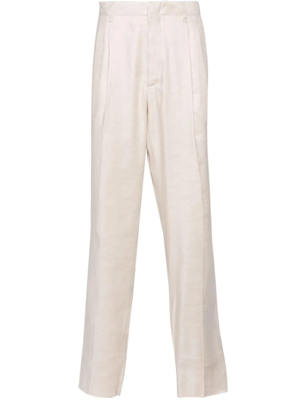 linen-blend tapered trousers - 1