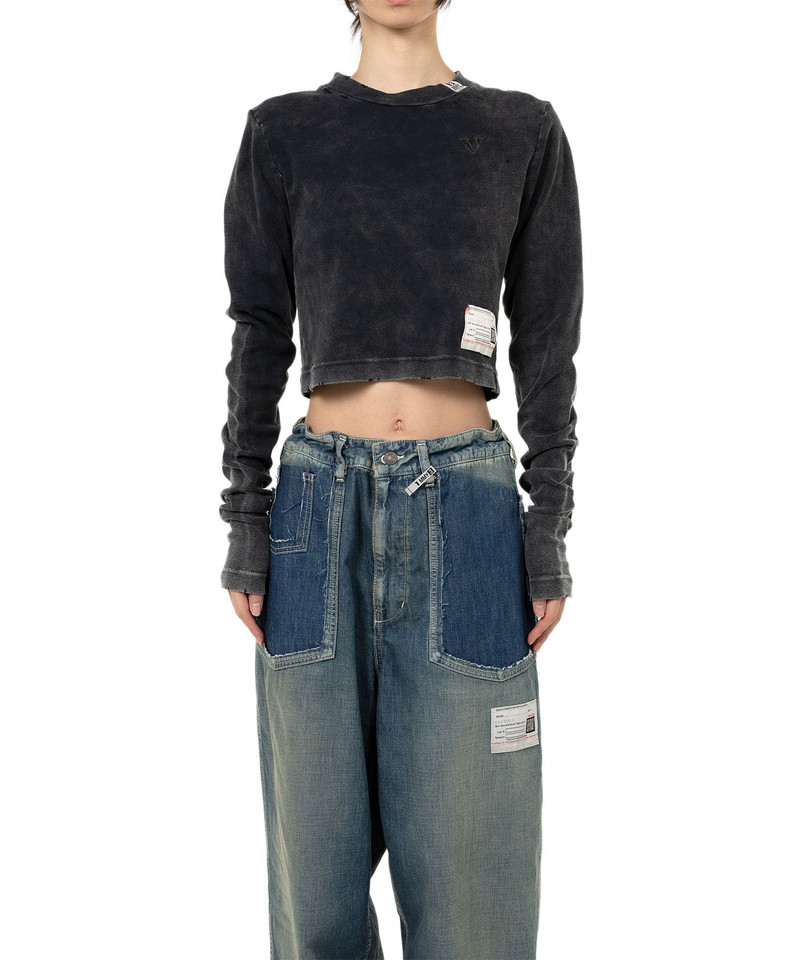 Bleached Cropped Long Sleeve T-shirt 4