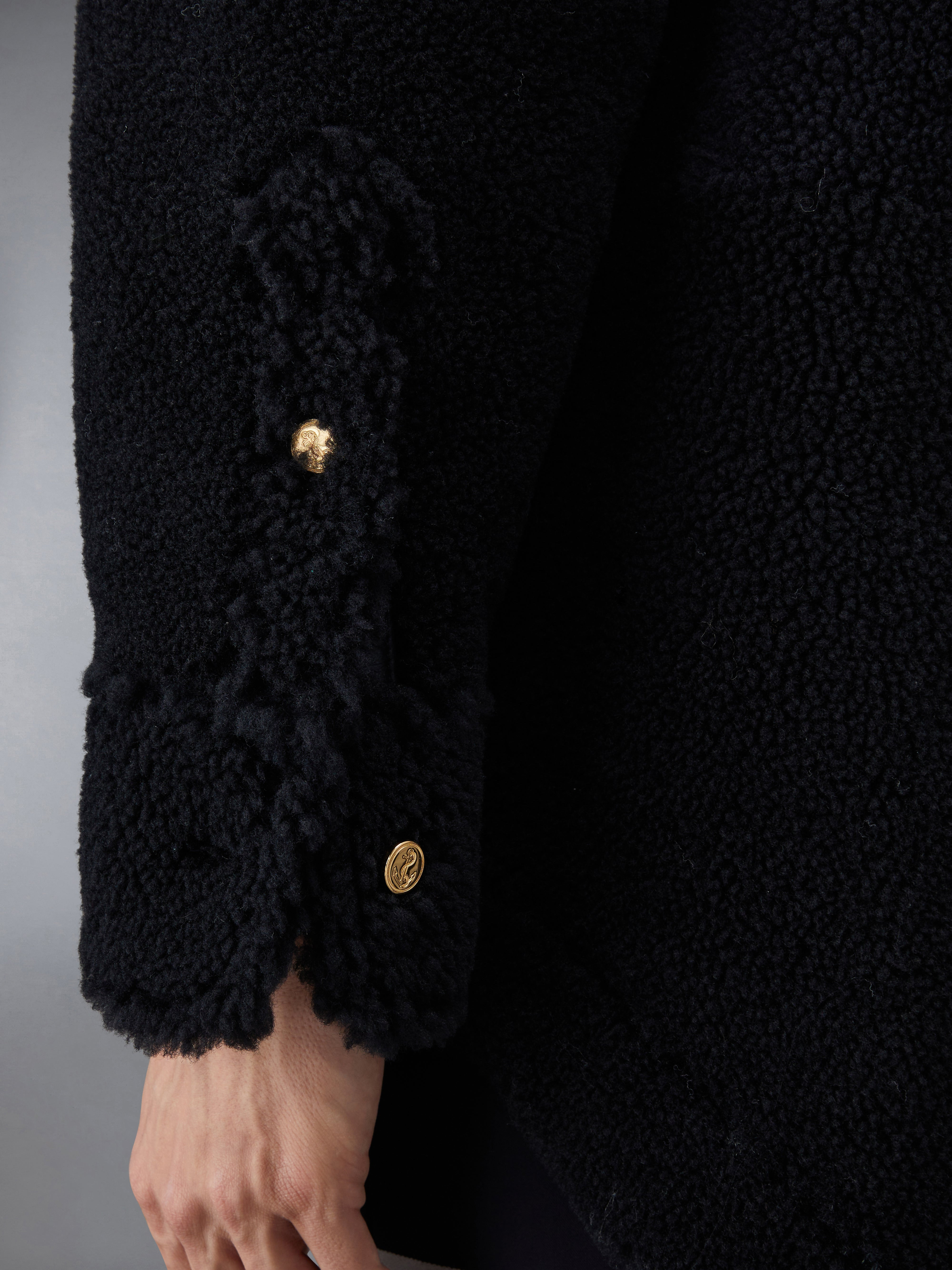 Navy Dyed Shearling 4-Bar Oversized Shirt Jacket - 4