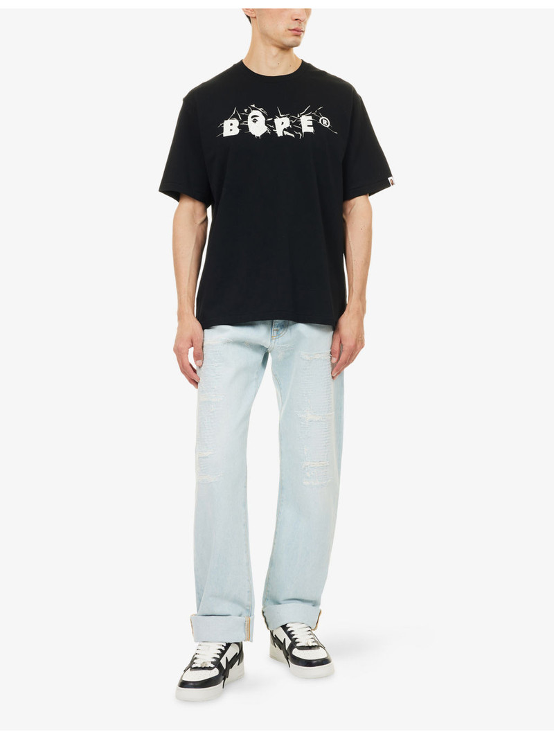 A BATHING APE® Bape Wrinkle Bape Logo Graphic-Print Cotton T-Shirt outlook