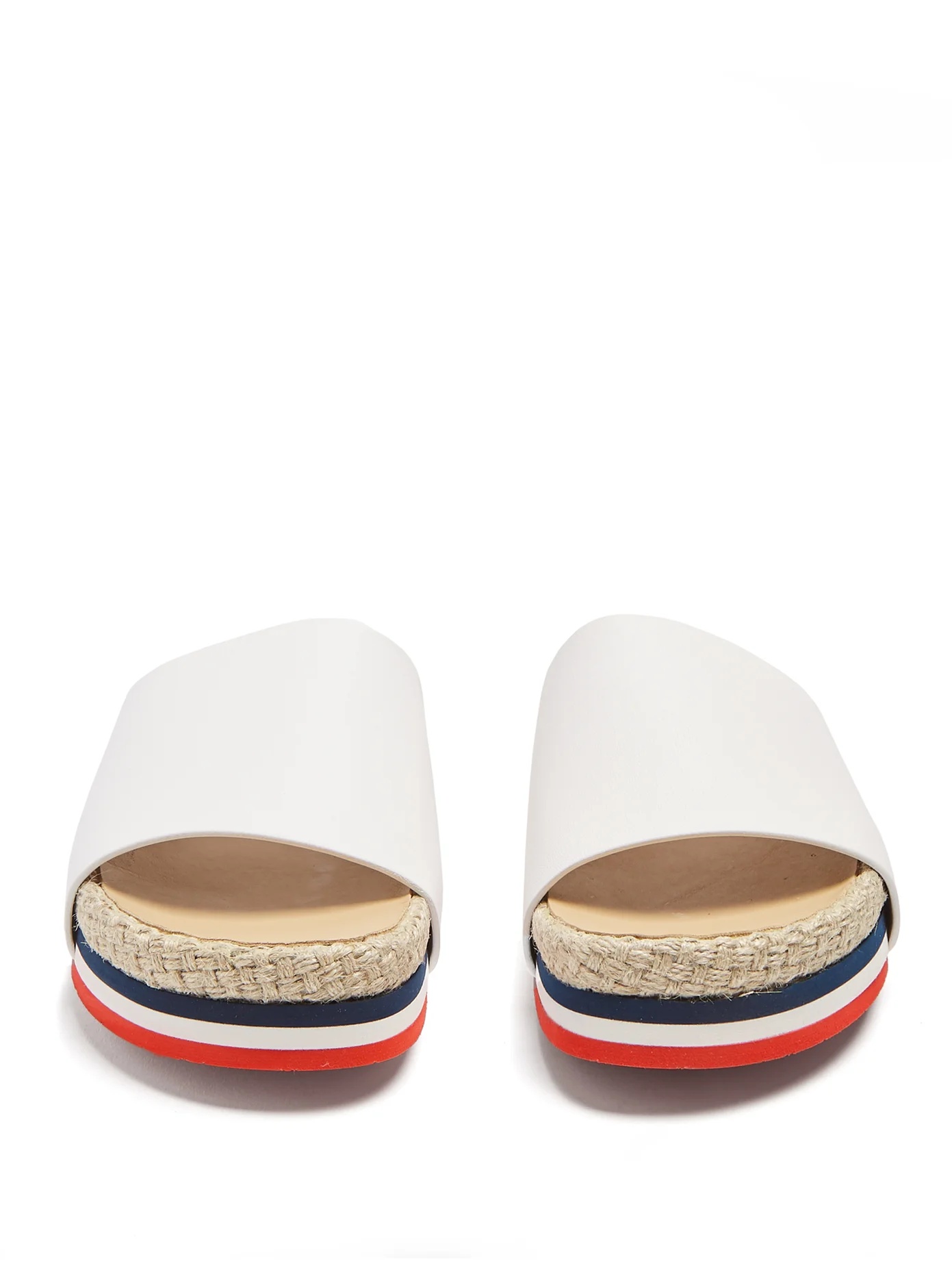 Striped leather slides - 5