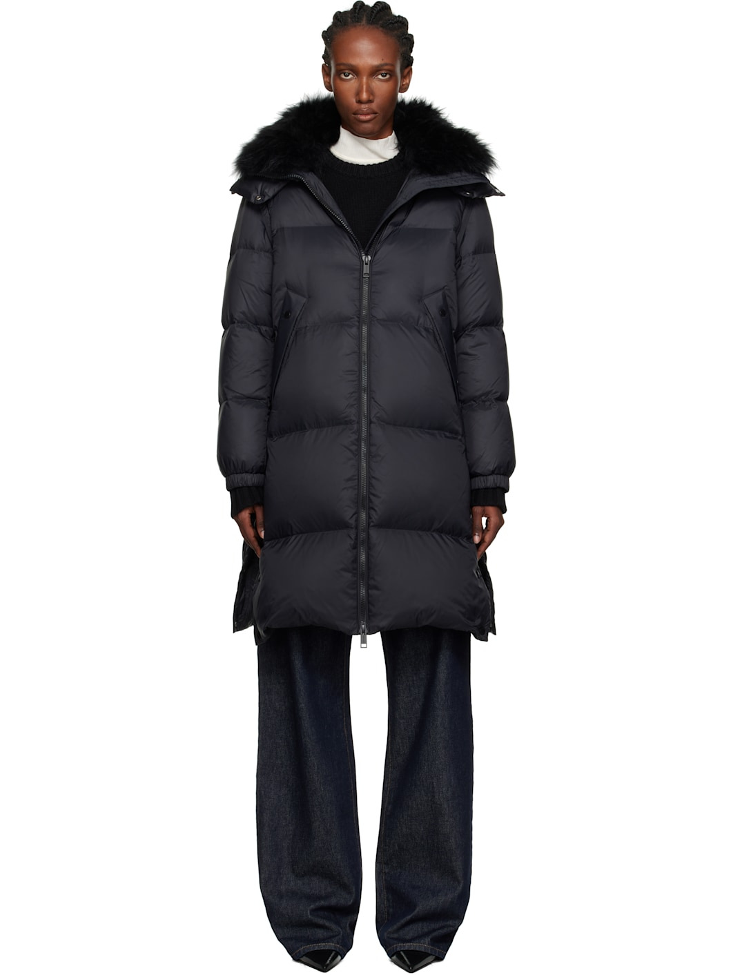 Black Long Down Coat - 1