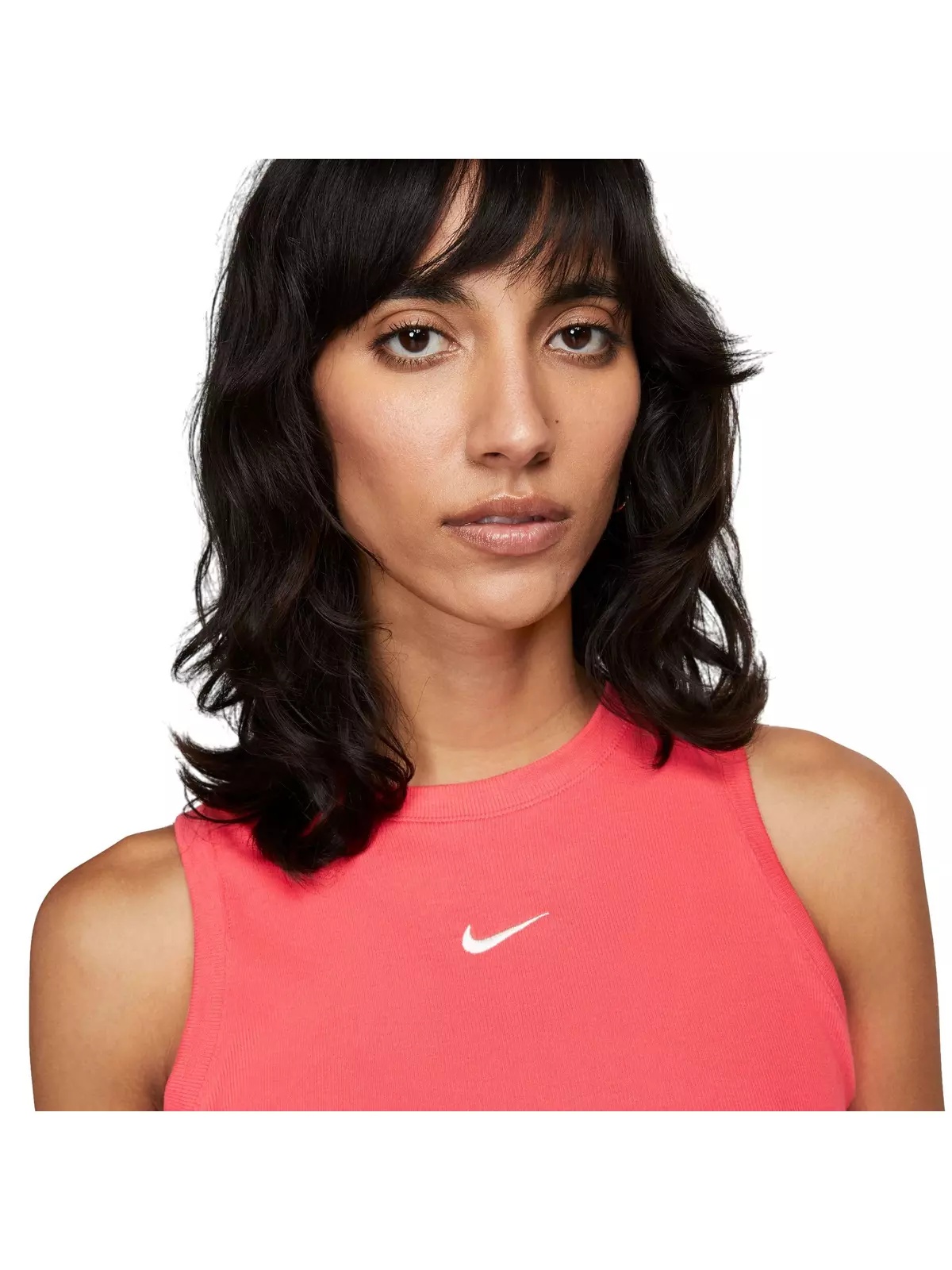 Women's Sportswear Essentials Ribbed Cropped Tank-Red - 3