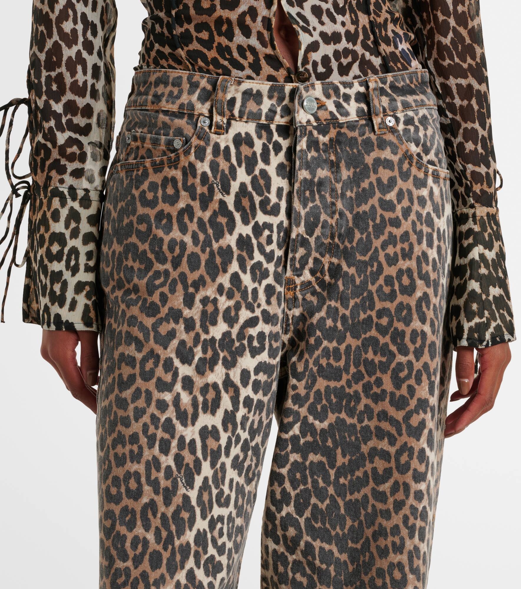 Izey leopard-print straight jeans - 4