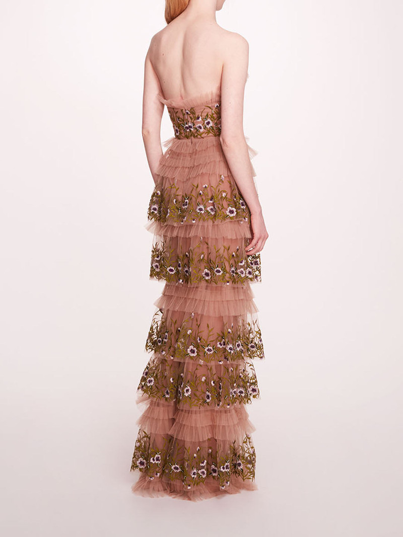 Marchesa TIERED TERRARIUM COLUMN GOWN outlook