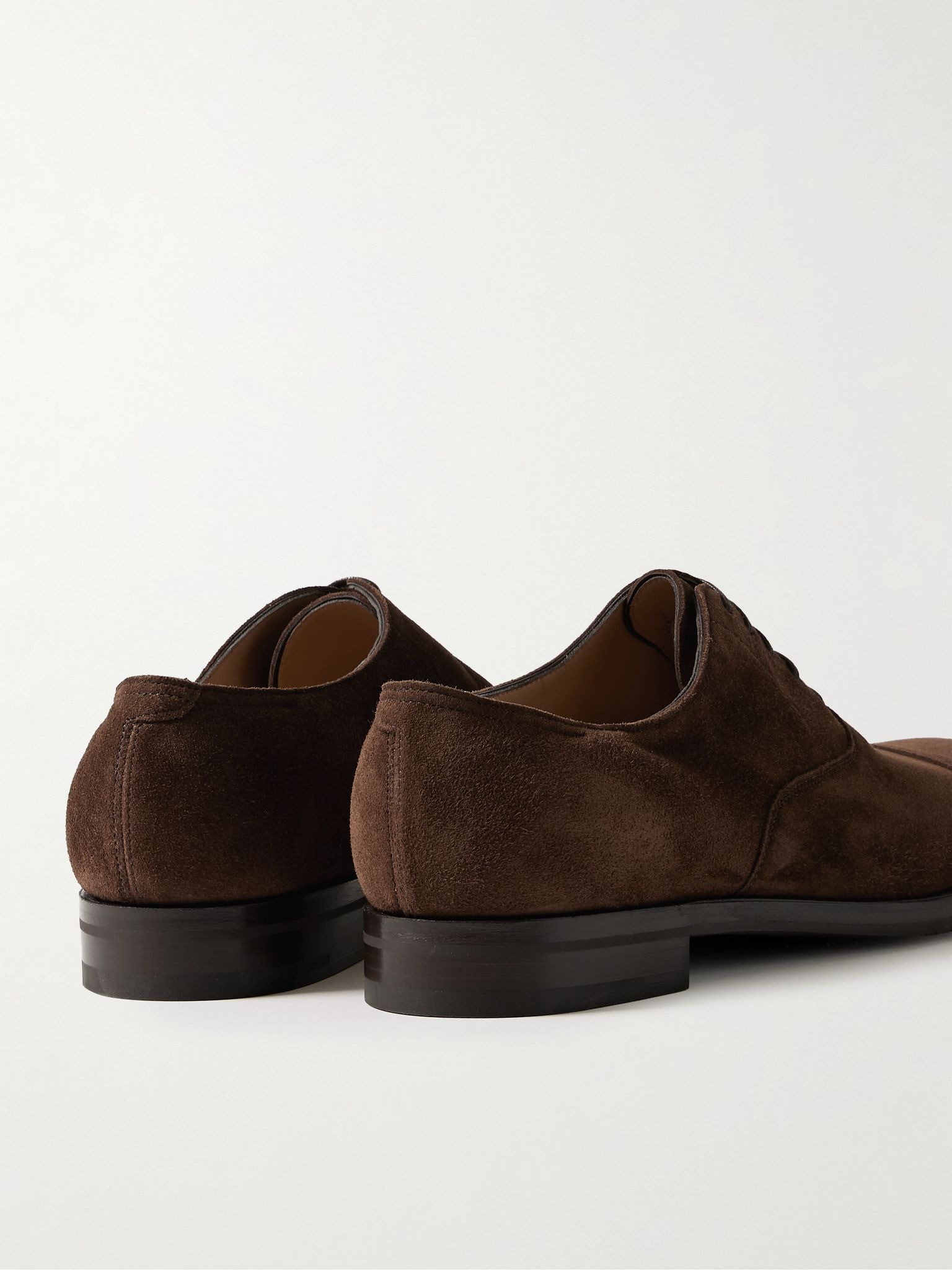 City II Cap-Toe Suede Oxford Shoes Brown - 4
