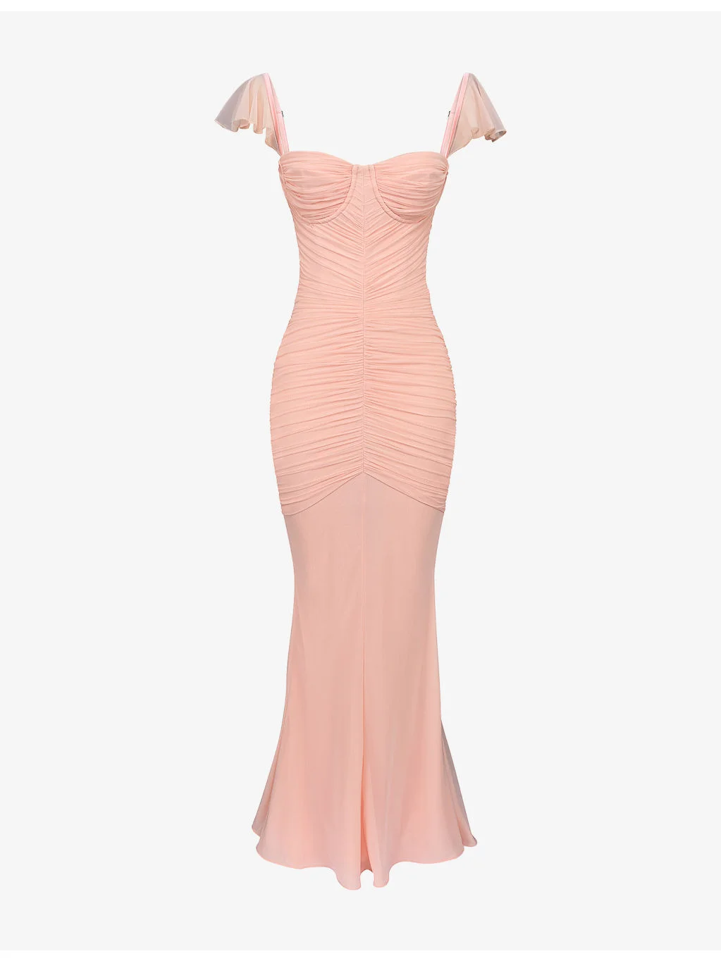 Antonella Gathered-Bodice Stretch-Mesh Maxi Dress - 1