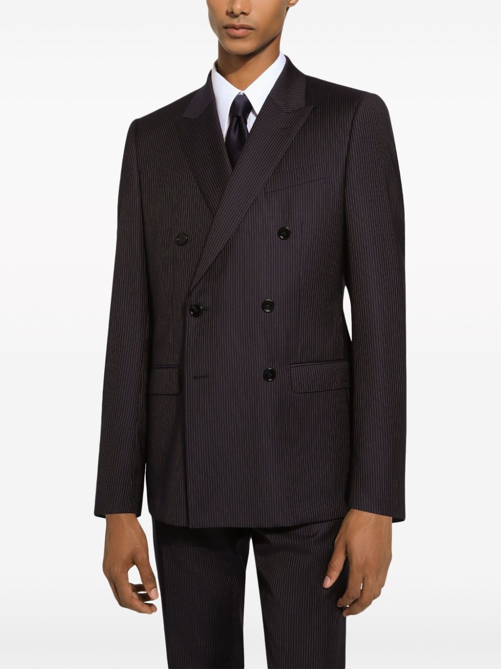 striped double-breasted two-piece suit - 4