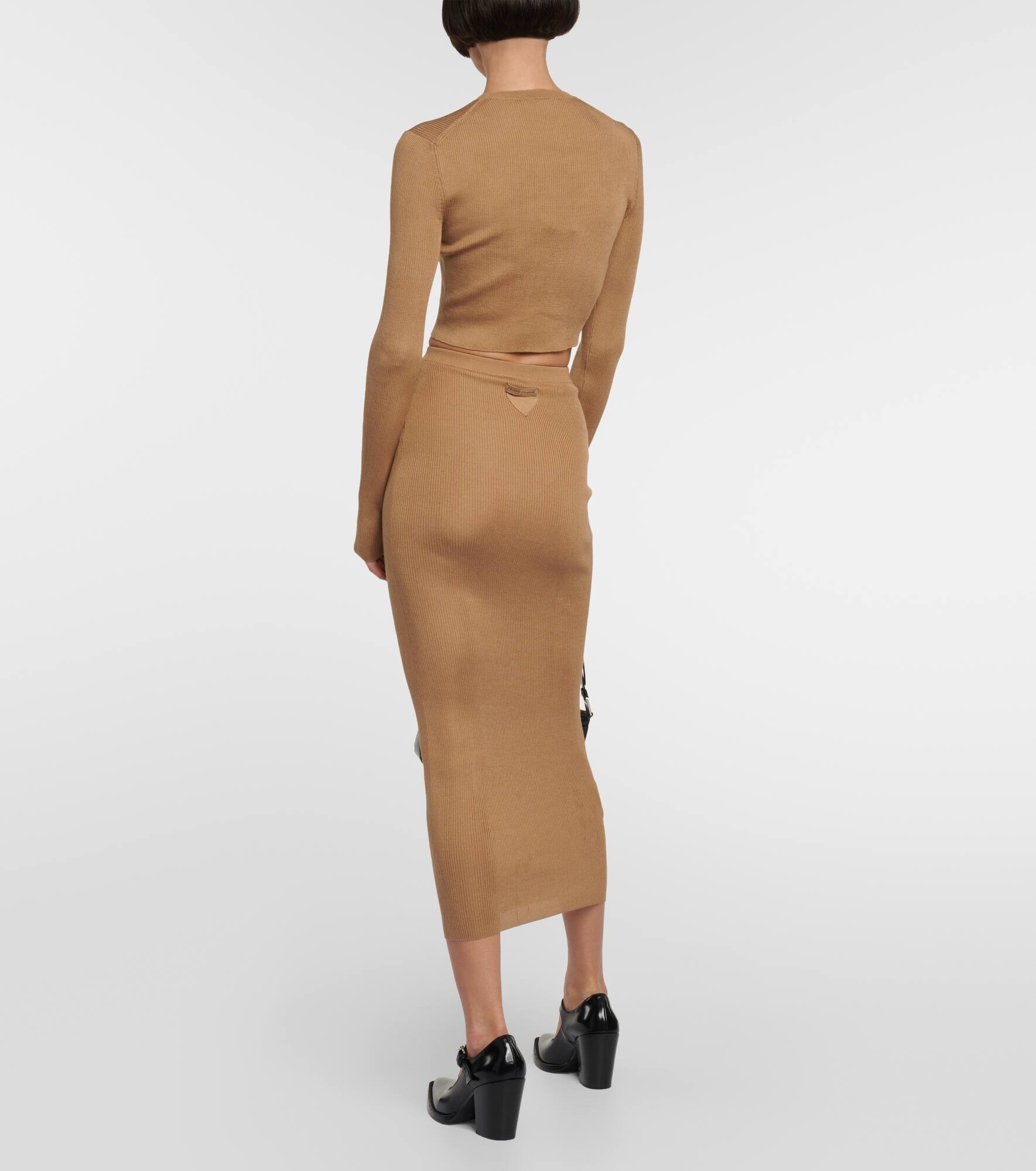 High-rise silk midi skirt - 3