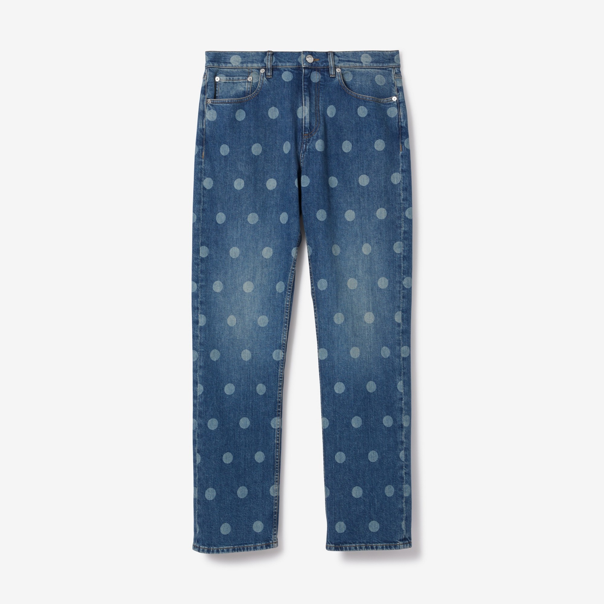 Straight Fit Polka Dot Stonewash Jeans - 1