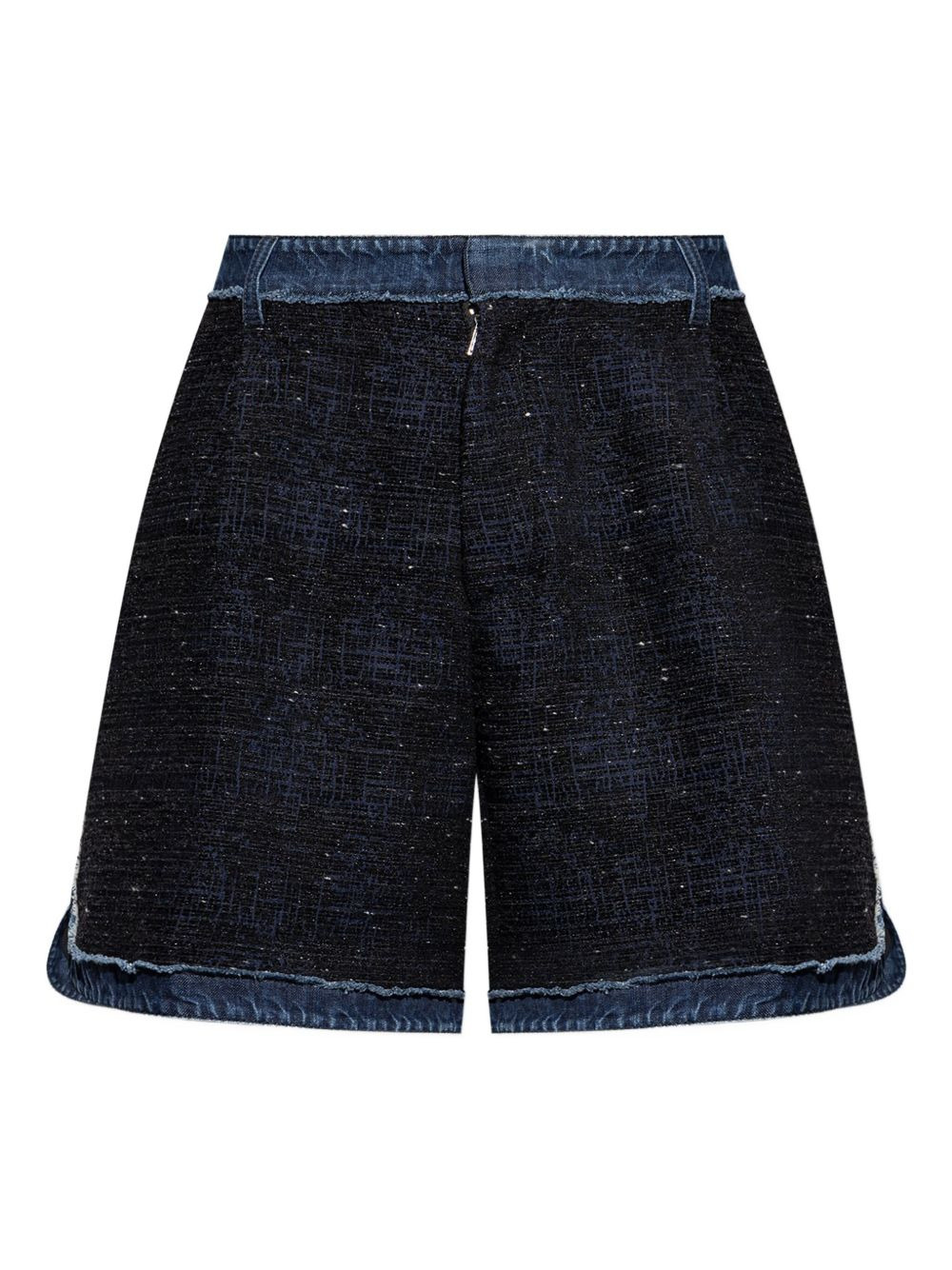 denim-trimmed tweed shorts - 5