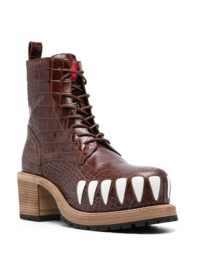 Walter Van Beirendonck 75mm crocodile-embossed effect leather boots outlook