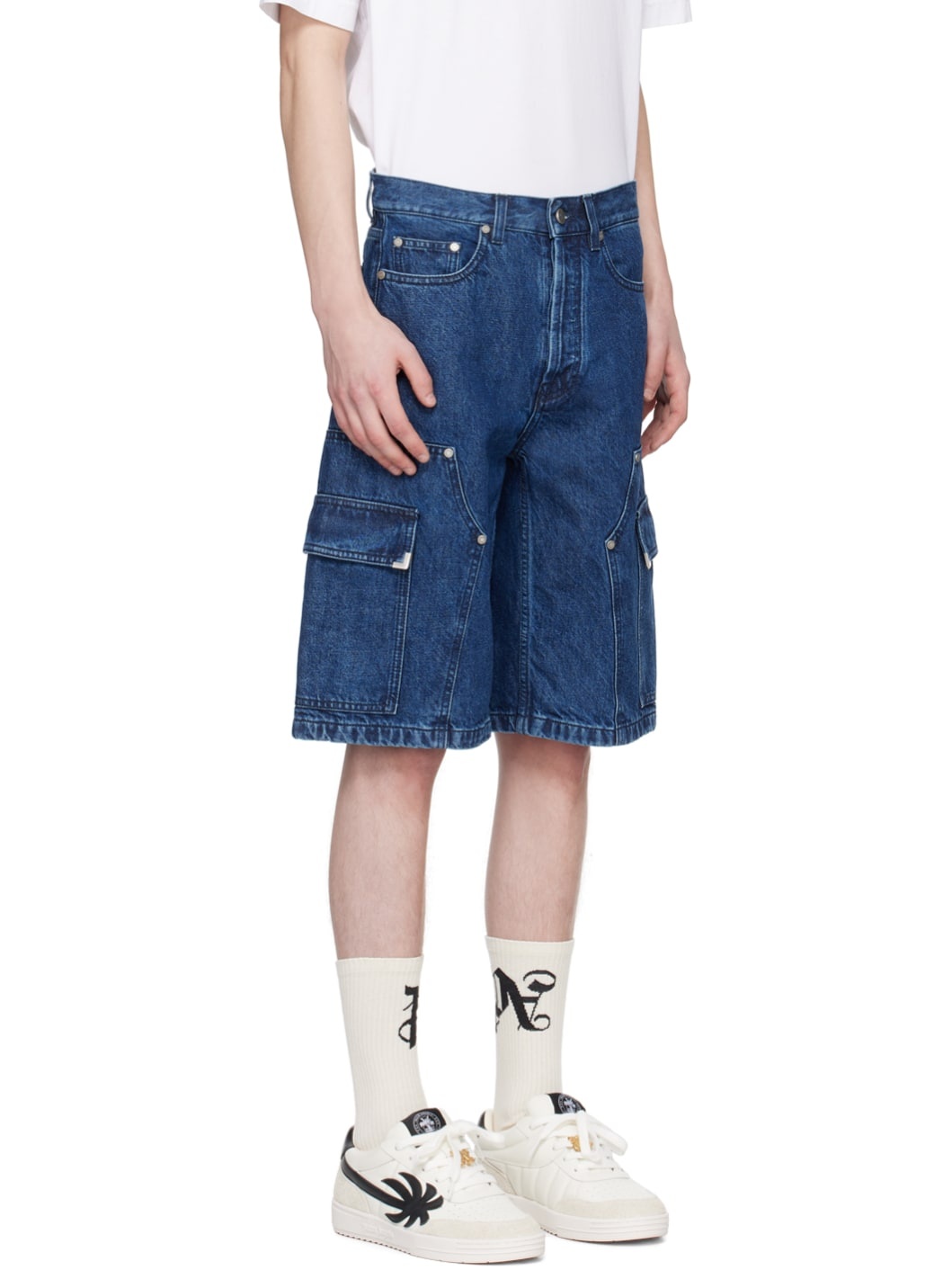 Indigo Monogram Workwear Denim Shorts - 2