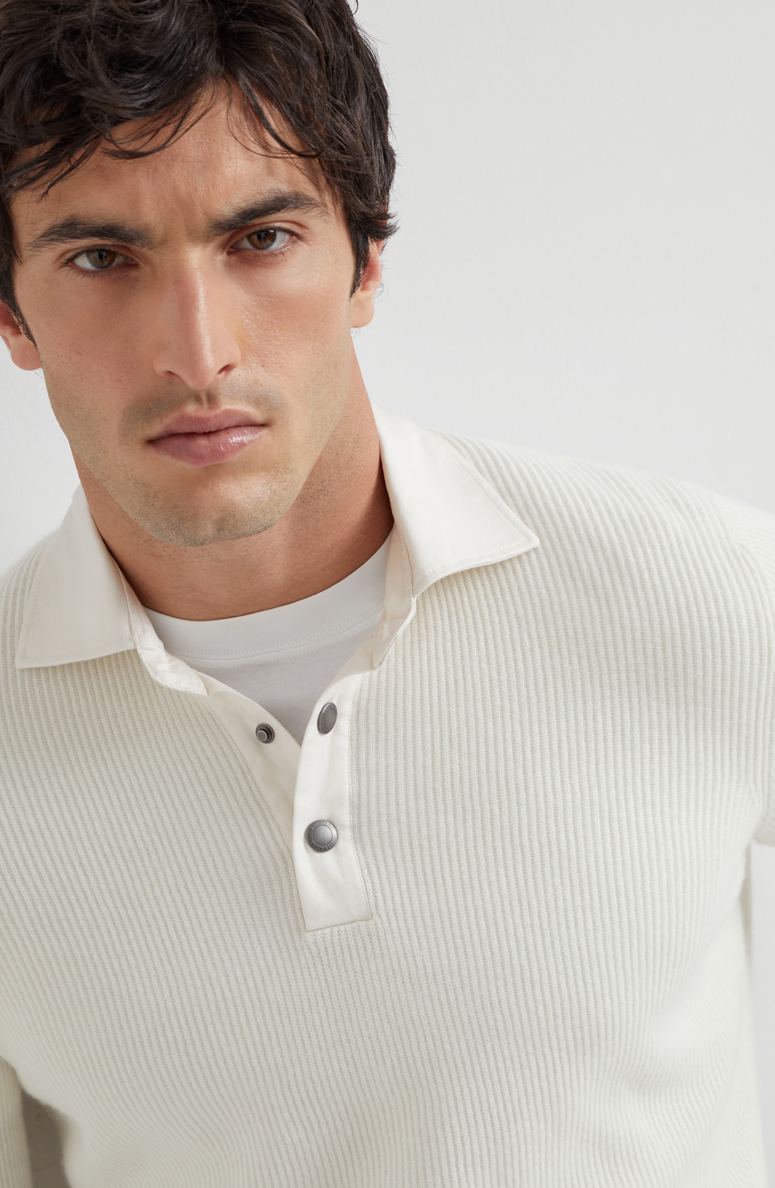 Brunello Cucinelli Rib knit polo in Panama at Nordstrom - 4