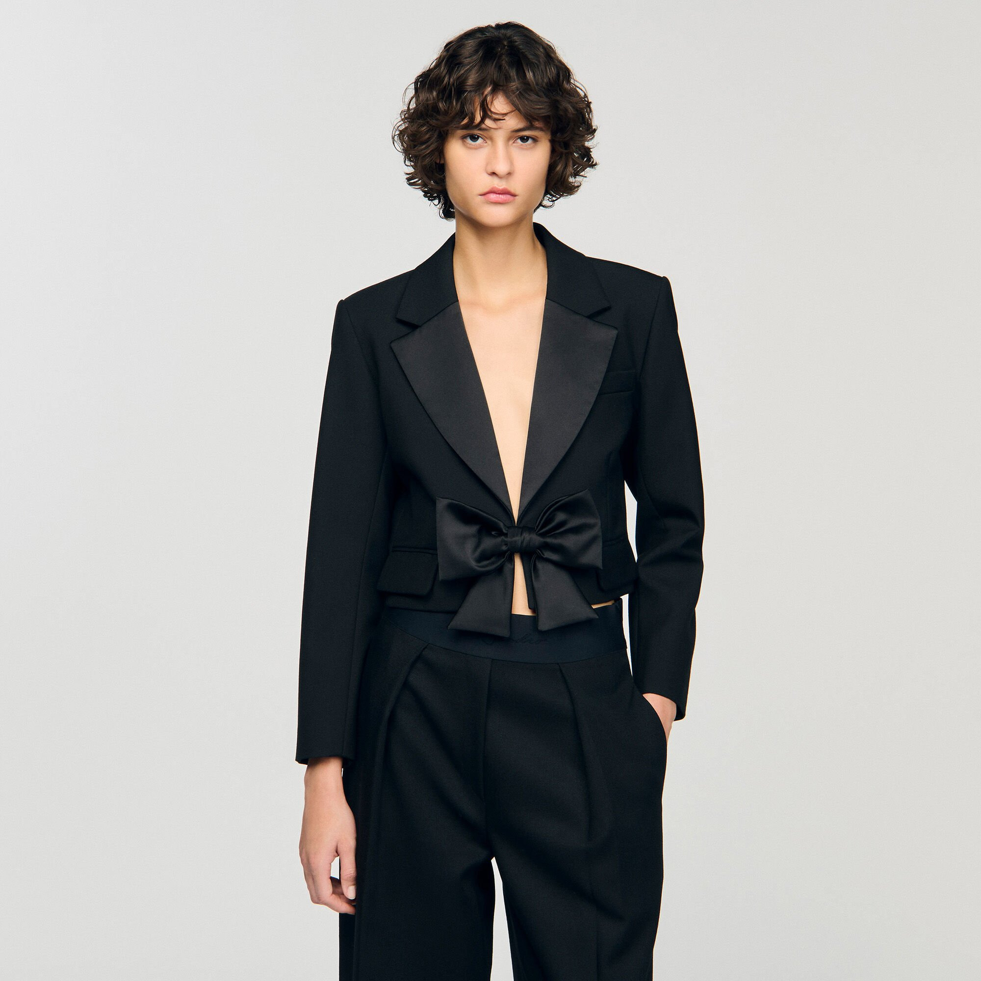 SHORT SATIN BOW JACKET - 4