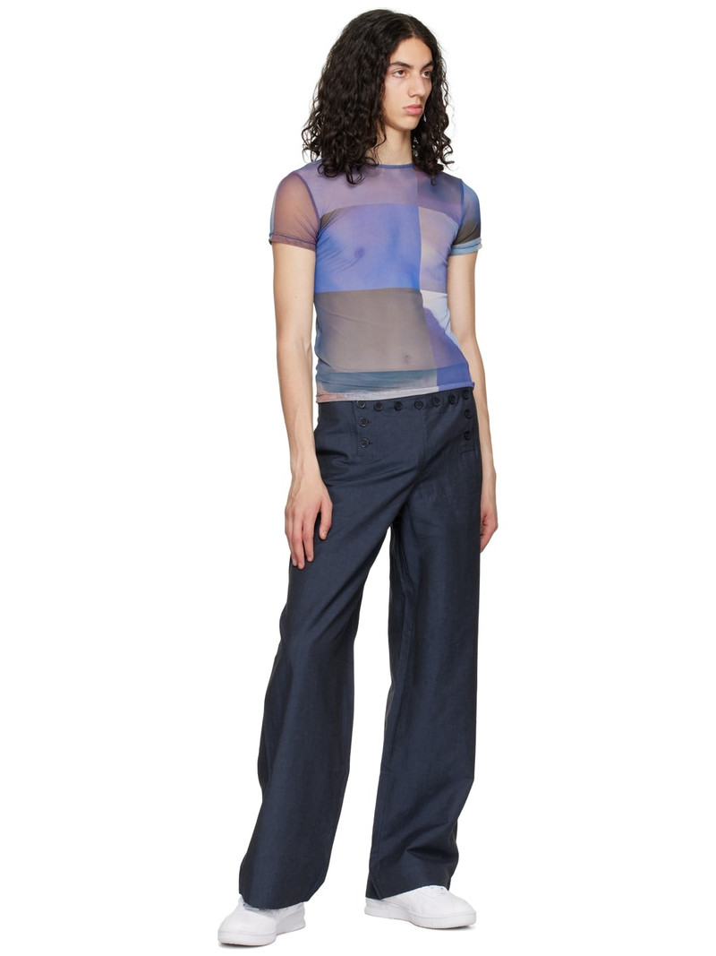 SERAPIS SSENSE Exclusive Purple Grid Tech T-Shirt outlook