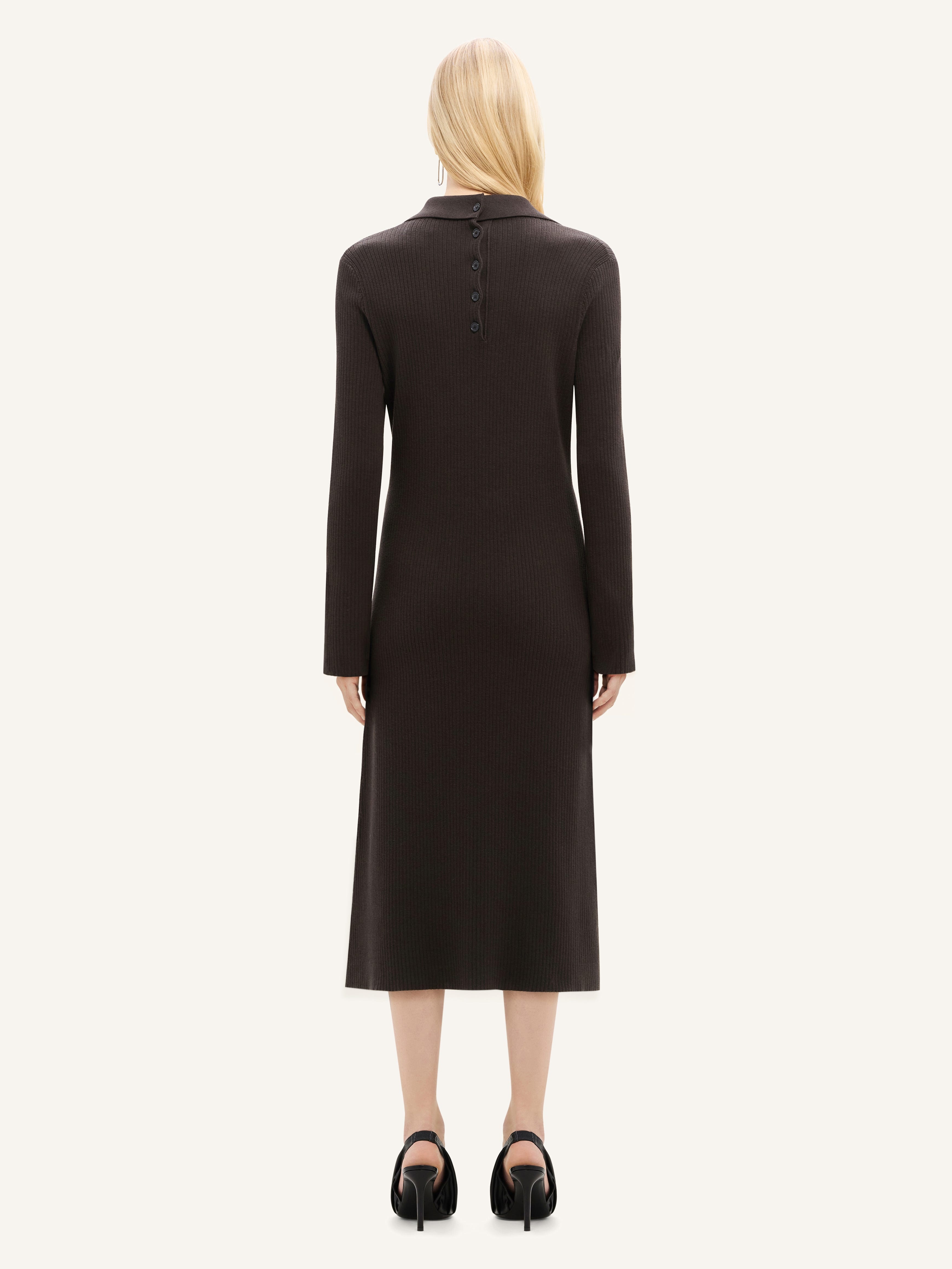 MULTI-BUTTON MIDI WOOL DRESS - 4