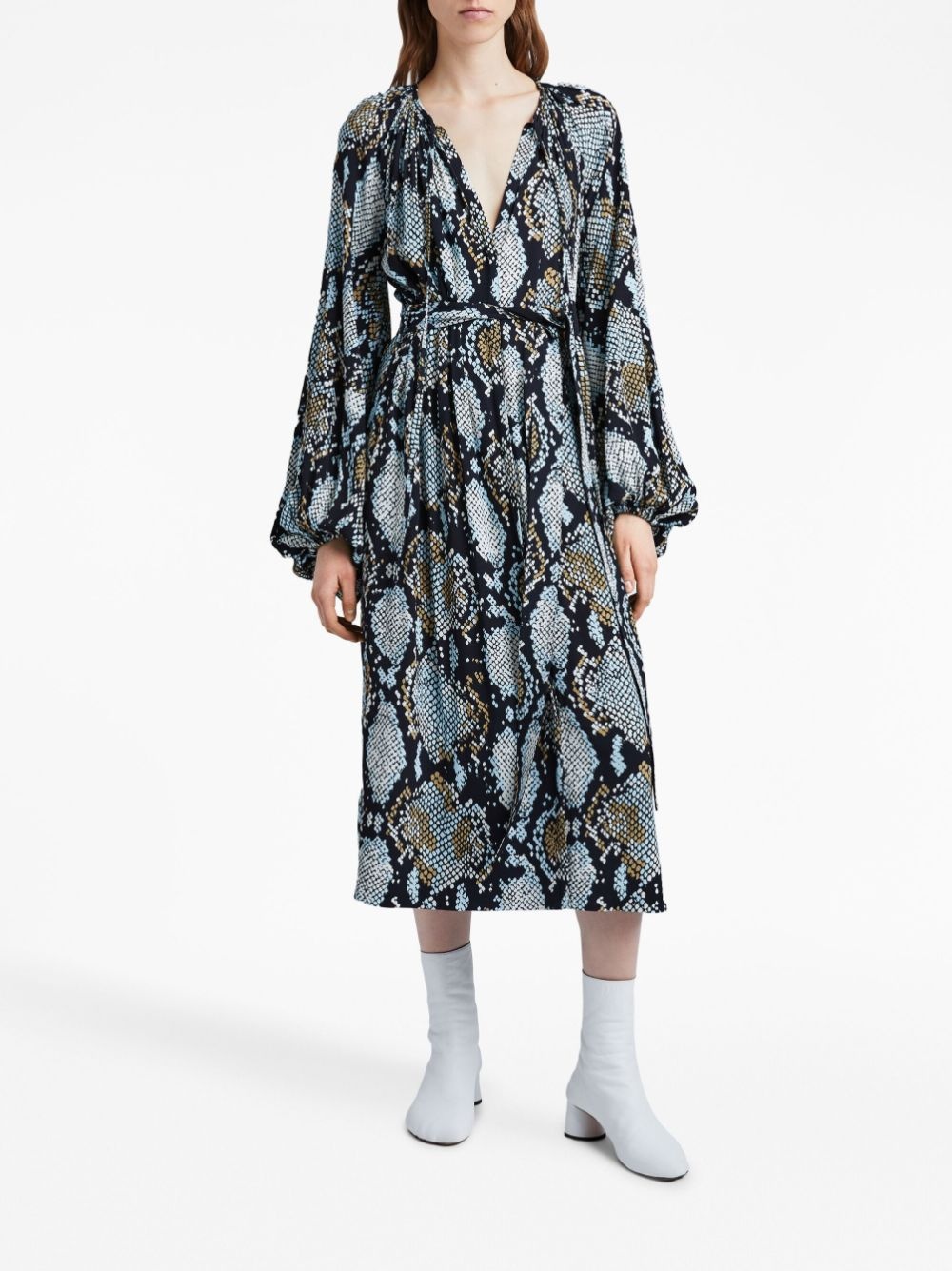snake-print crepe de chine shirtdress - 2