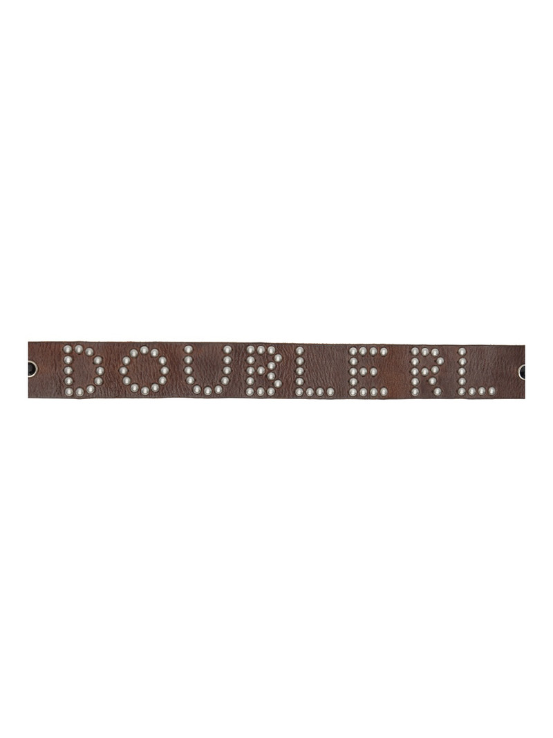 RRL by Ralph Lauren Brown Studded Logo Leather Belt outlook