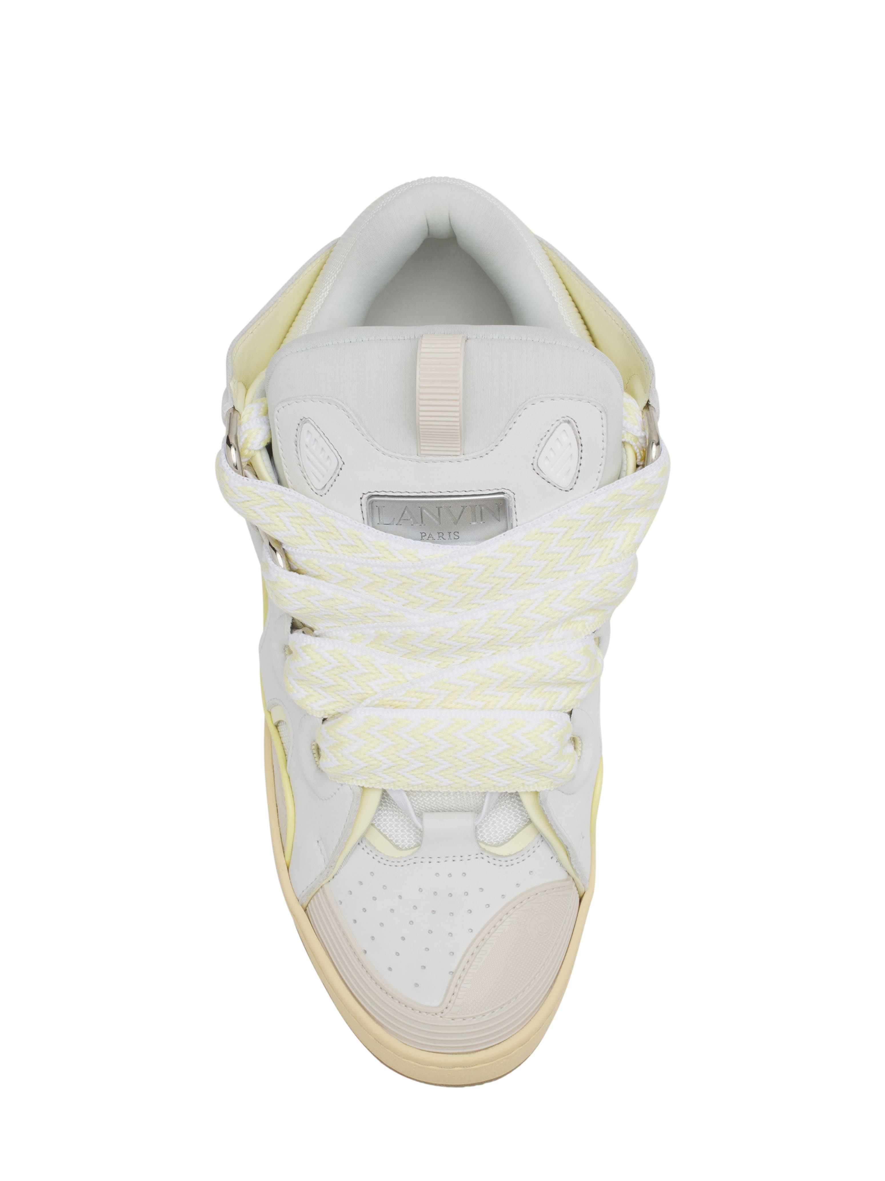 Lanvin Curb Leather Sneakers in White/beige at Nordstrom - 4