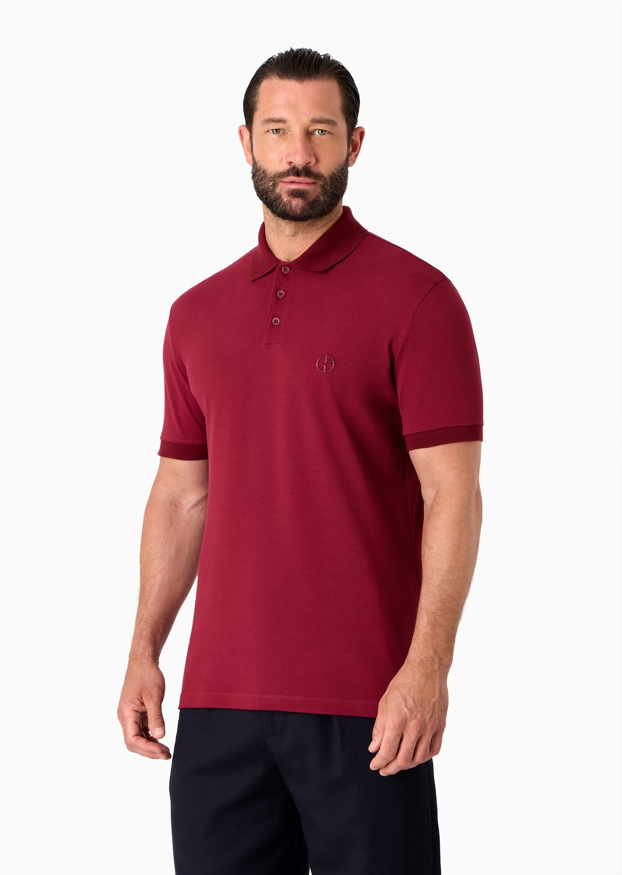 Stretch cotton piqué polo shirt - 2