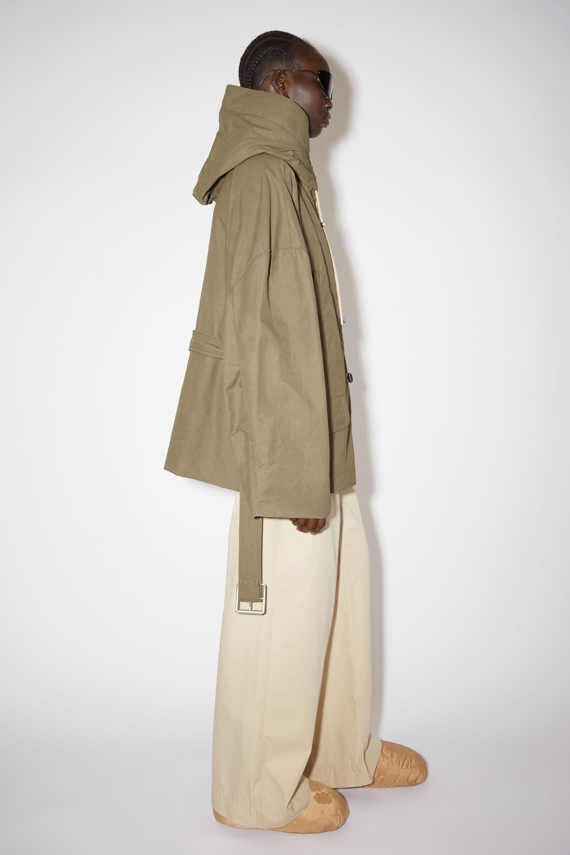 Hooded wax jacket - Khaki green - 4