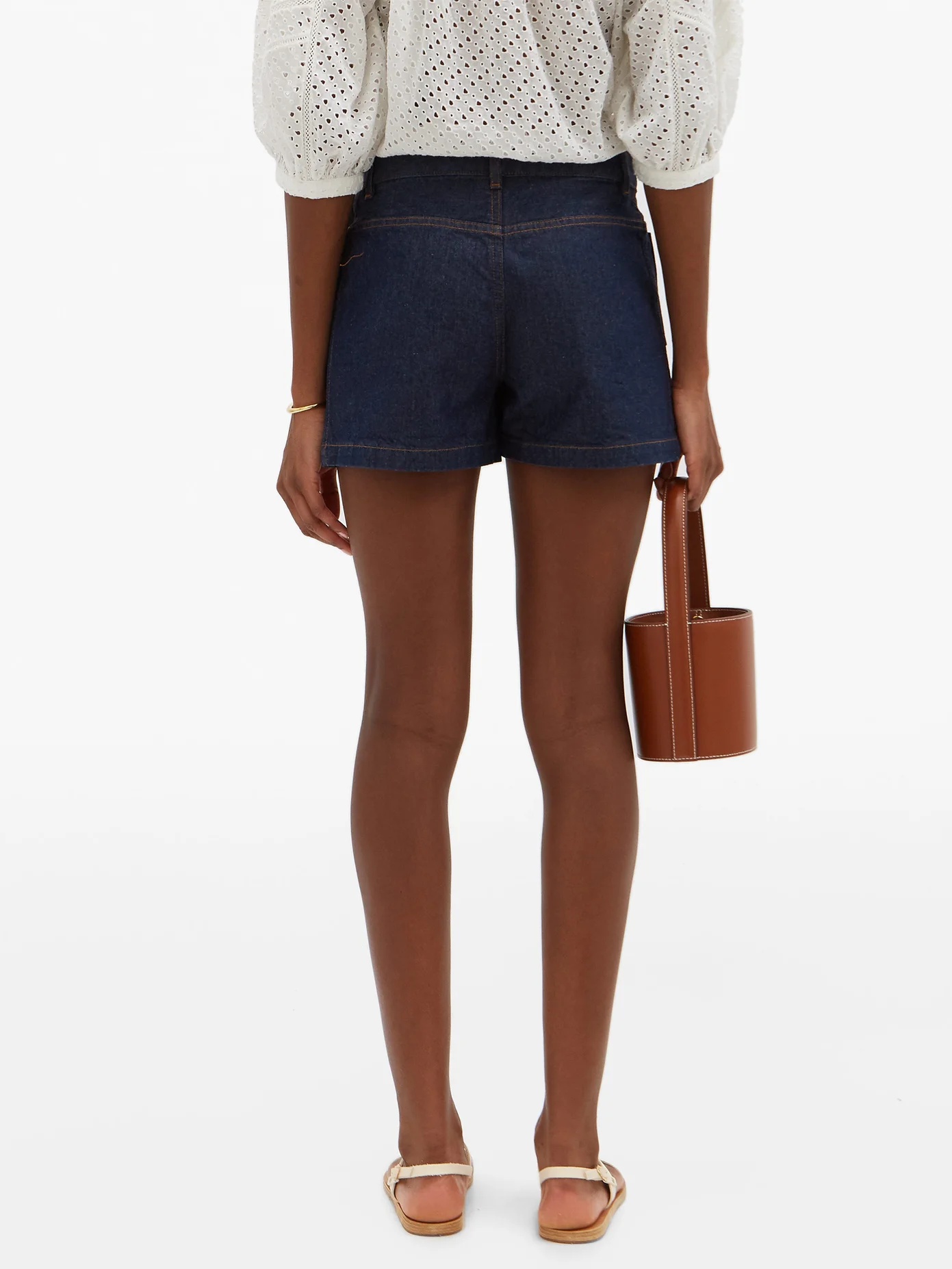 Marine high-rise denim shorts - 5