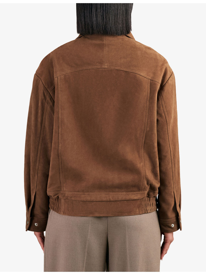 Kiara Funnel-Neck Suede Bomber Jacket 4
