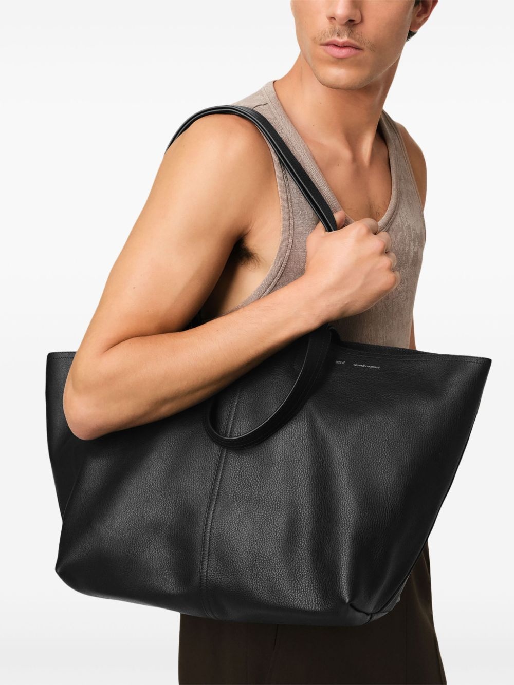 midi leather tote bag - 2