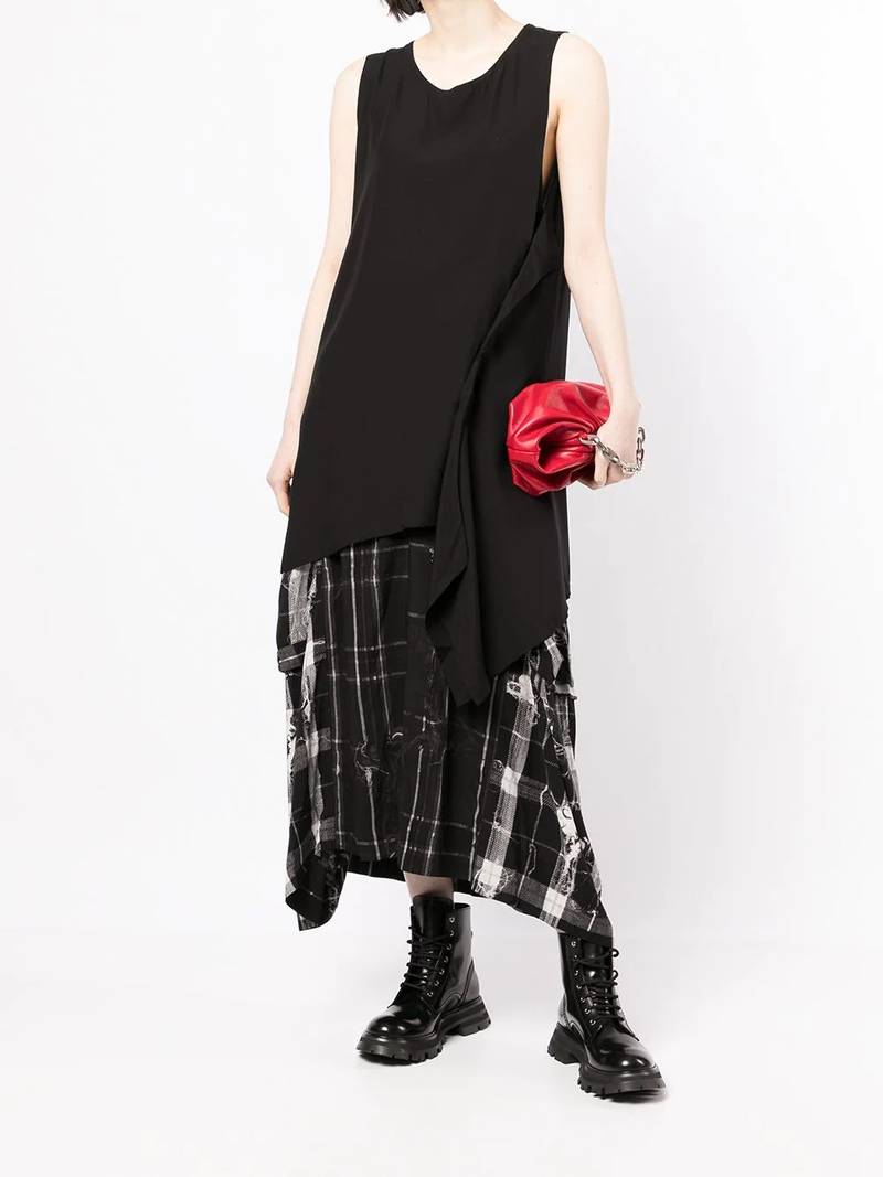 Y's sleeveless draped-hem vest top outlook
