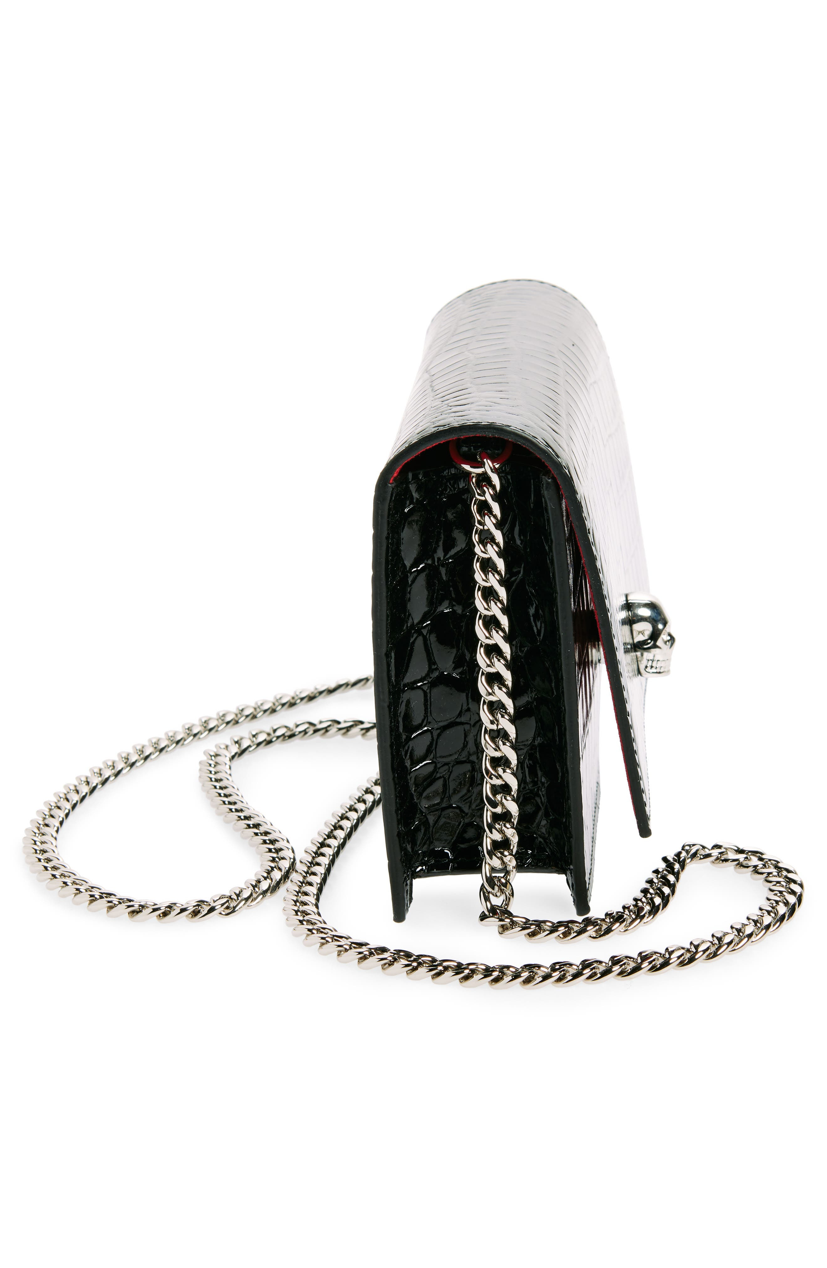 Alexander McQueen Mini Skull Croc Embossed Leather Shoulder Bag in Black at Nordstrom - 6