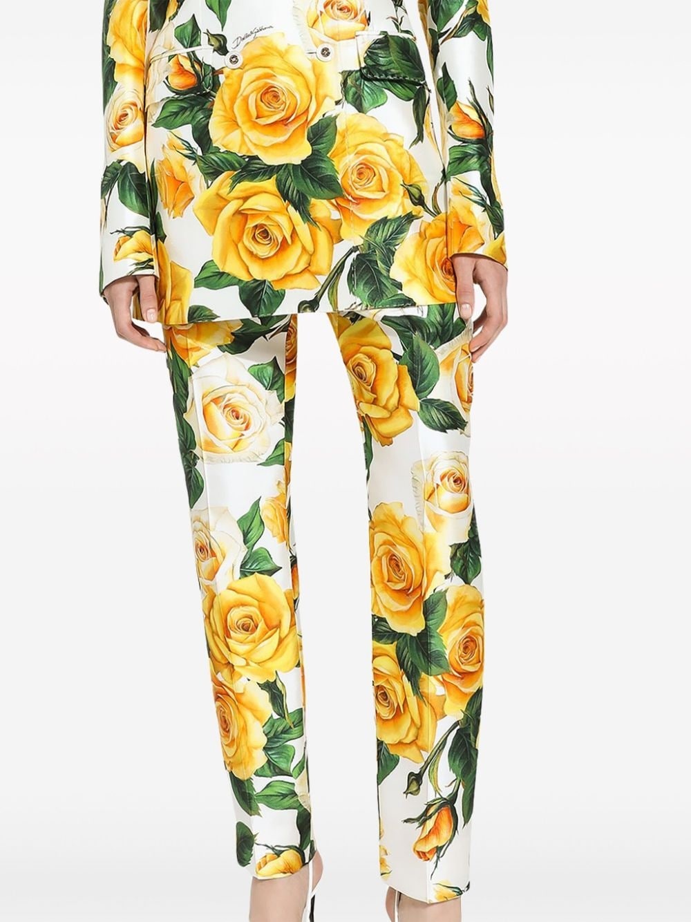 rose-print high-waisted trousers - 5