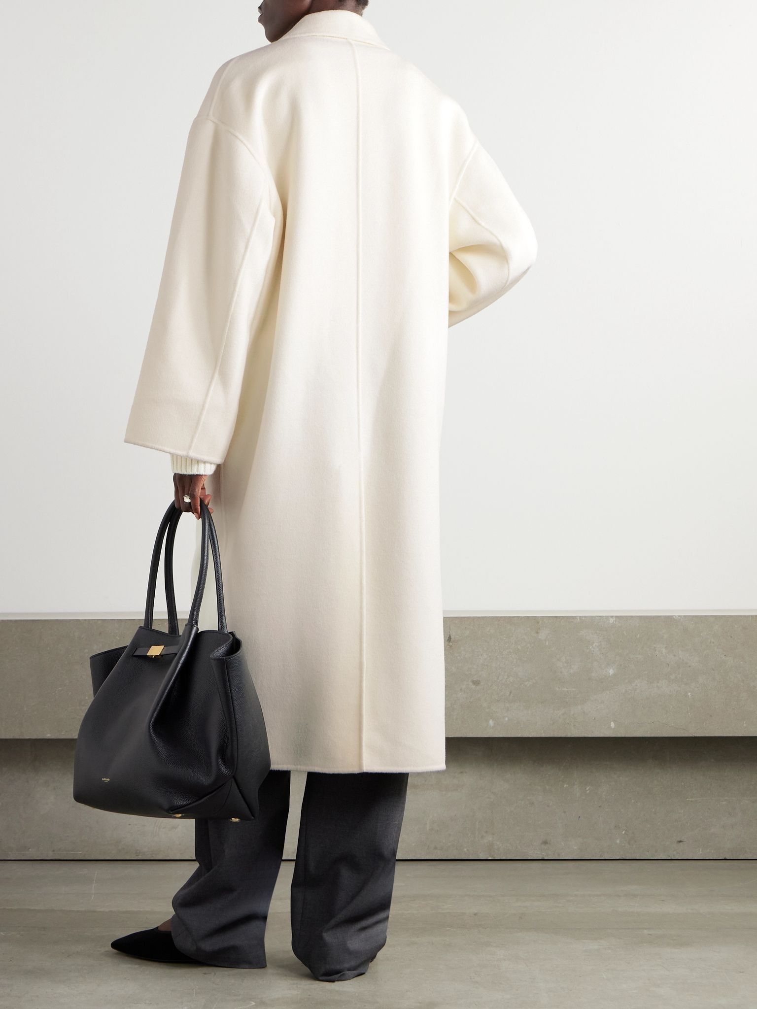 Borneo double-breasted wool and cashmere-blend coat Ivory - 4