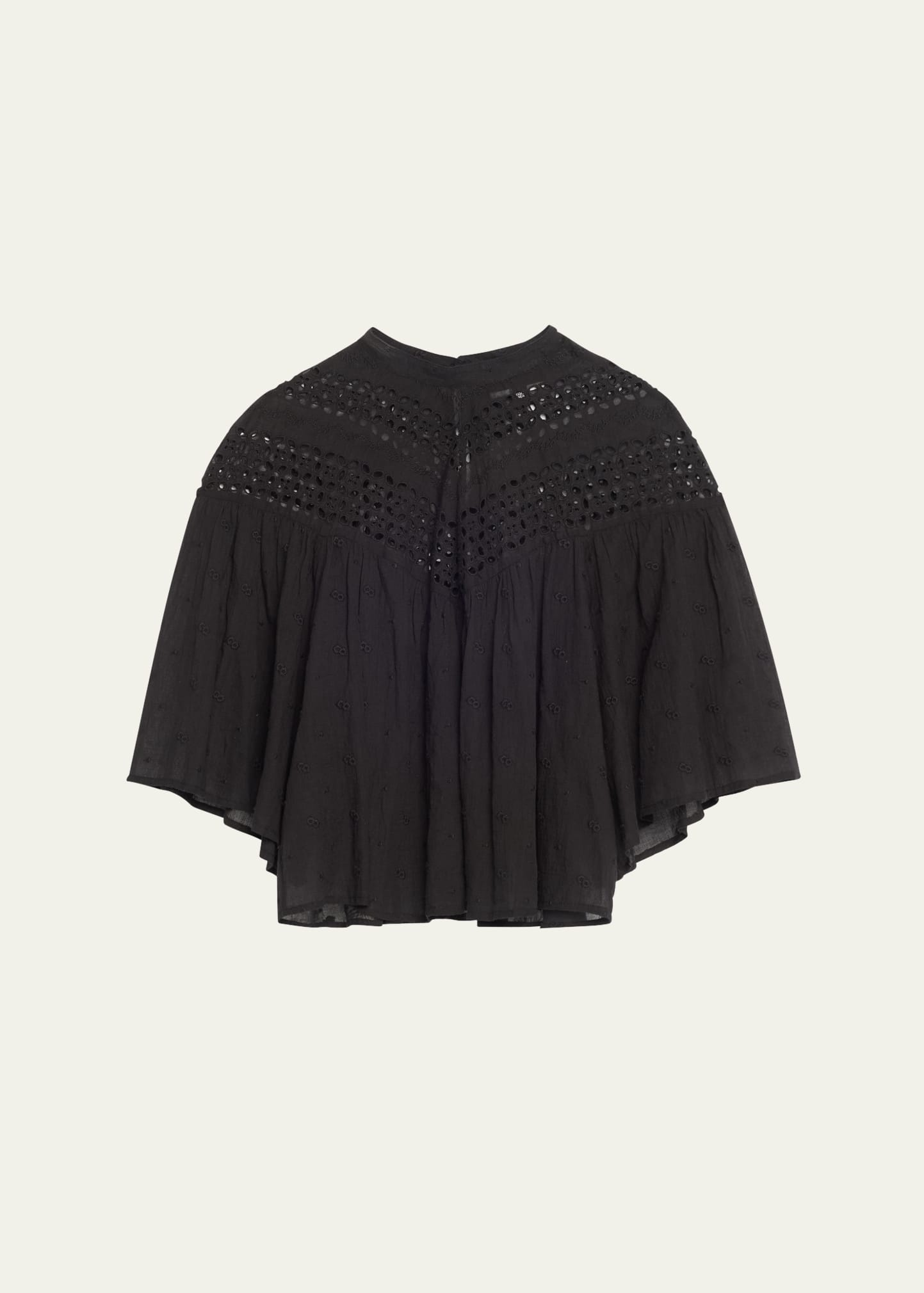 Mikki Eyelet Yoke Washed Cotton Blouse - 1