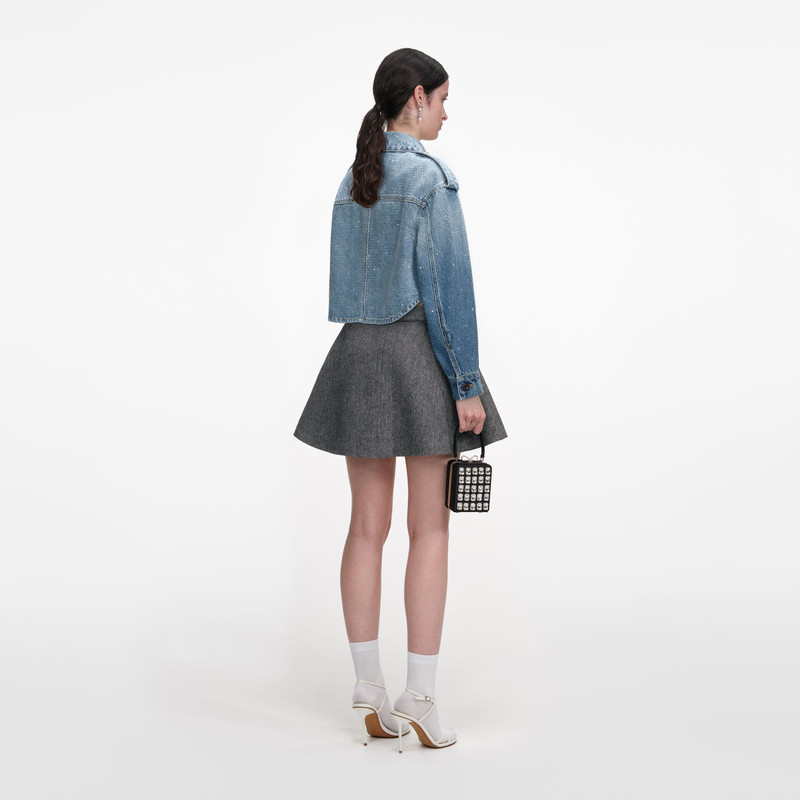 self-portrait Rhinestone Denim Shirt outlook