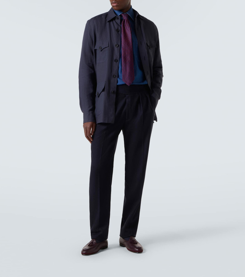 RUBINACCI Virgin wool flannel tapered pants outlook